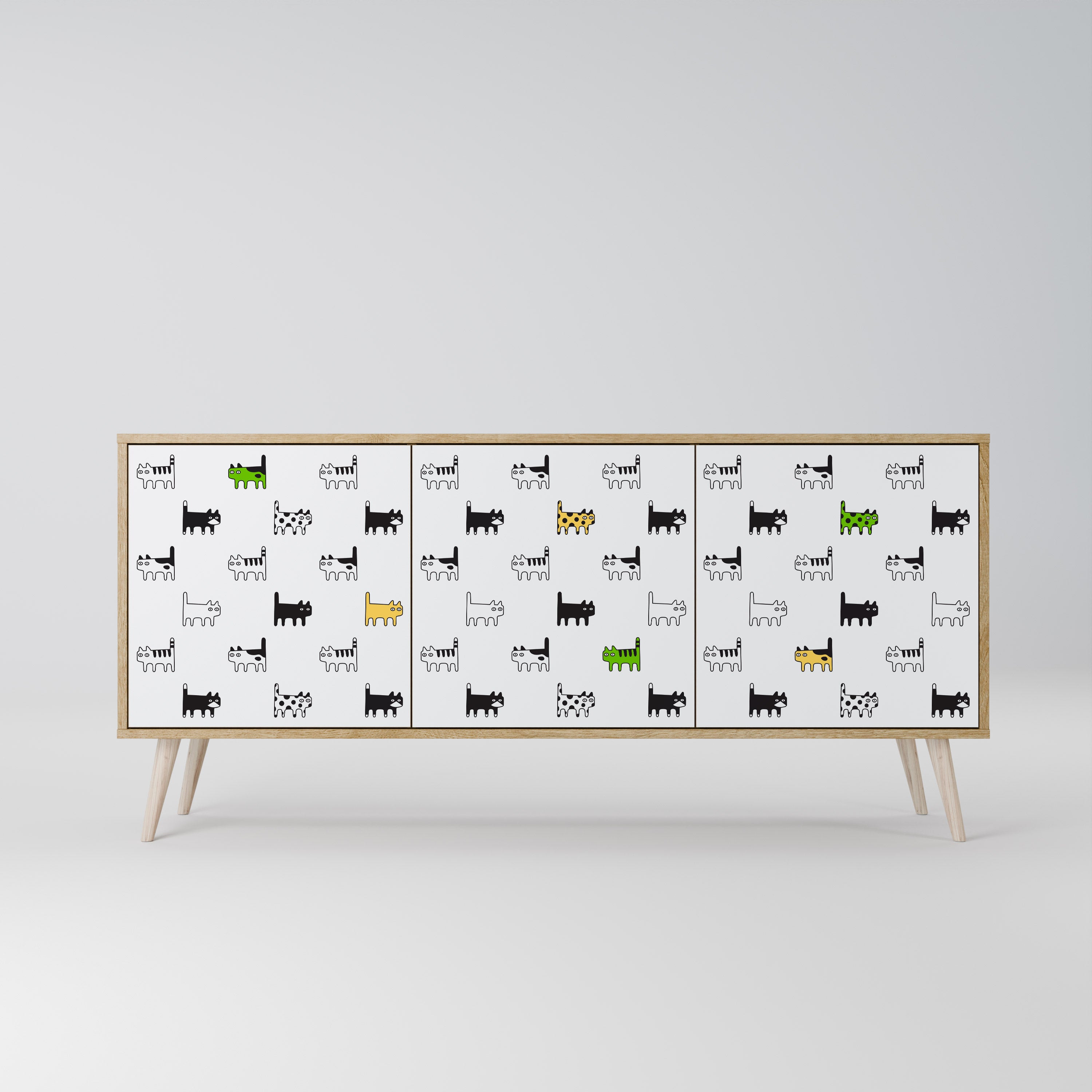 CATS COMPILATION 3-Door Sideboard in Oak Effect