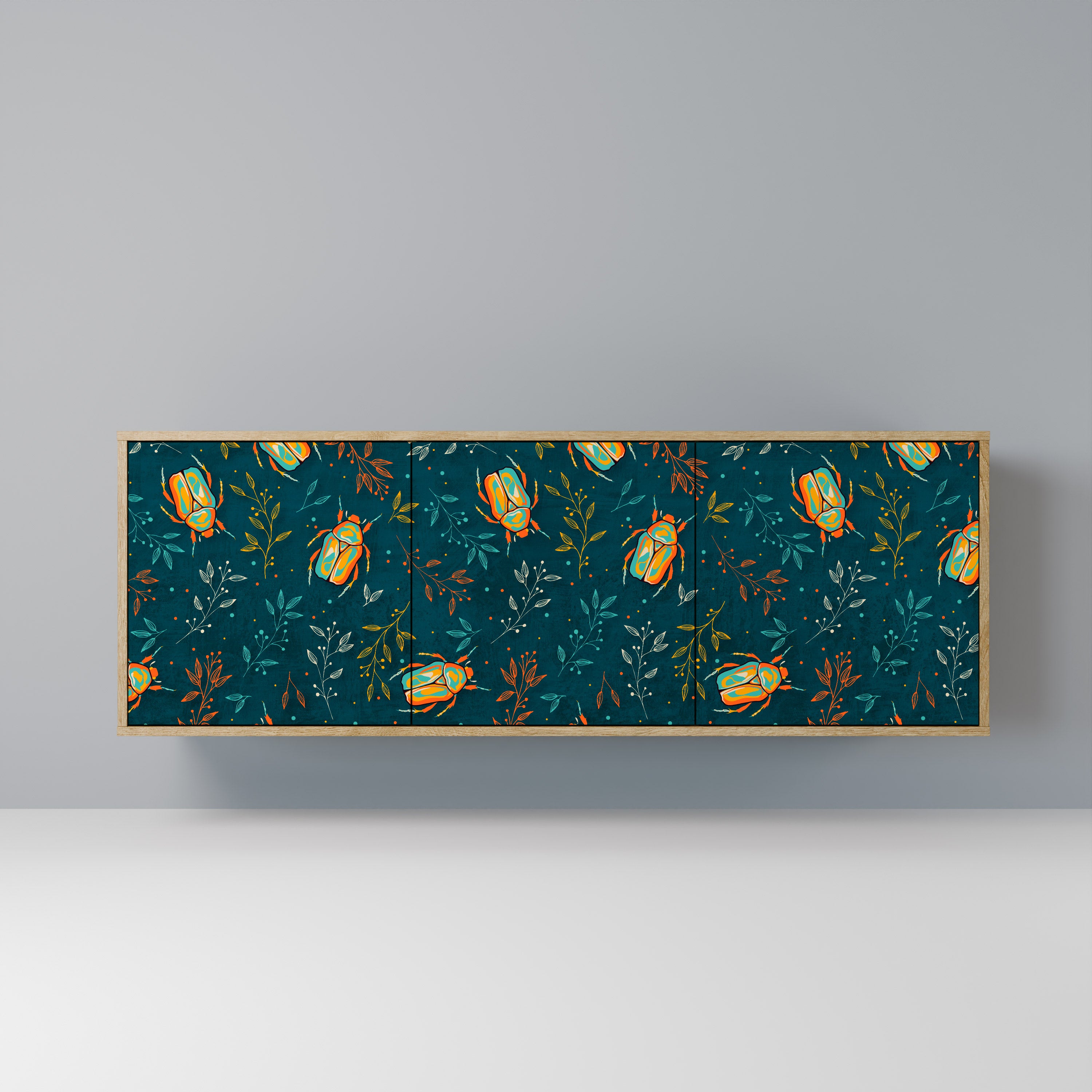 AUTUMN INSECTS 3-Door Sideboard in Oak Effect