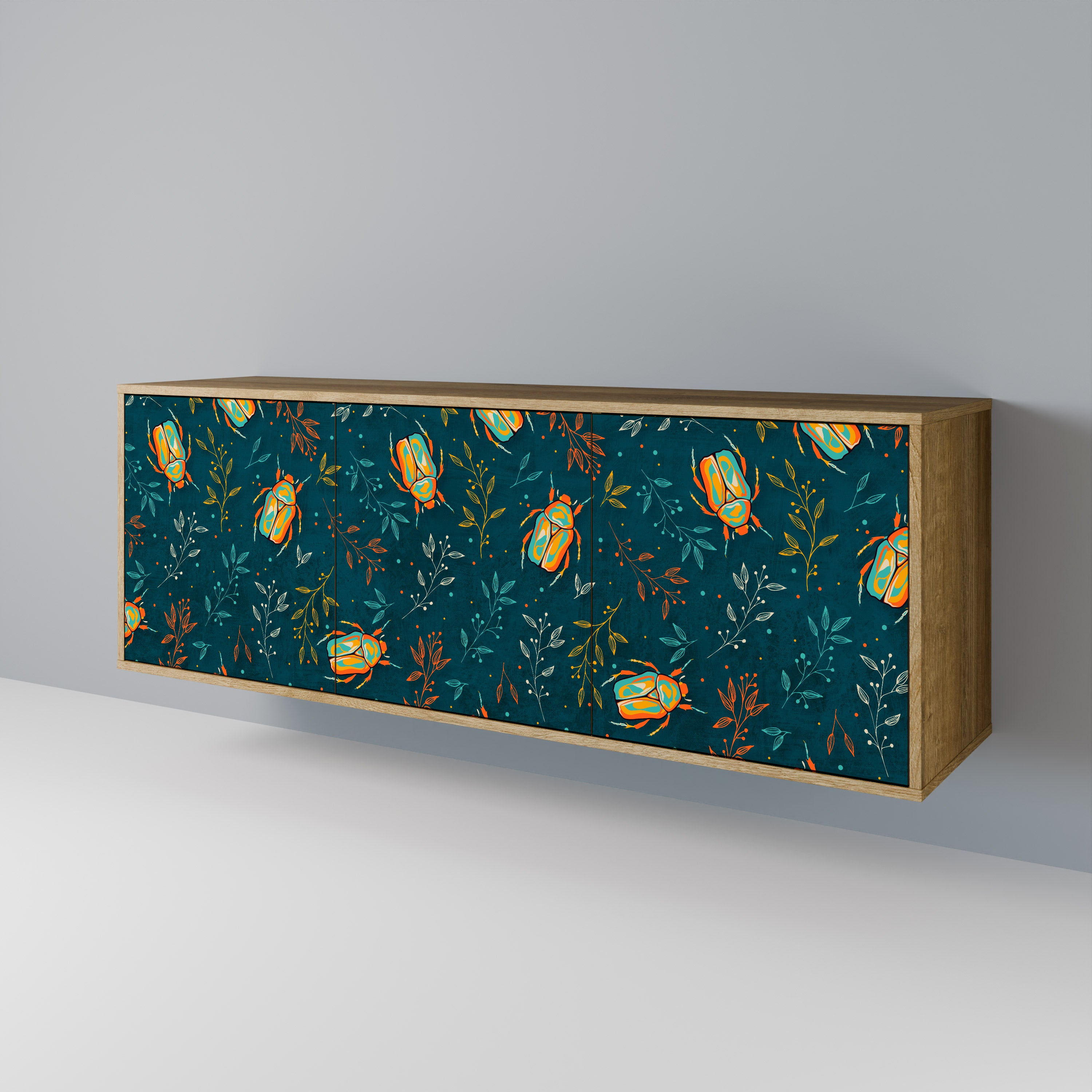 AUTUMN INSECTS 3-Door Sideboard in Oak Effect