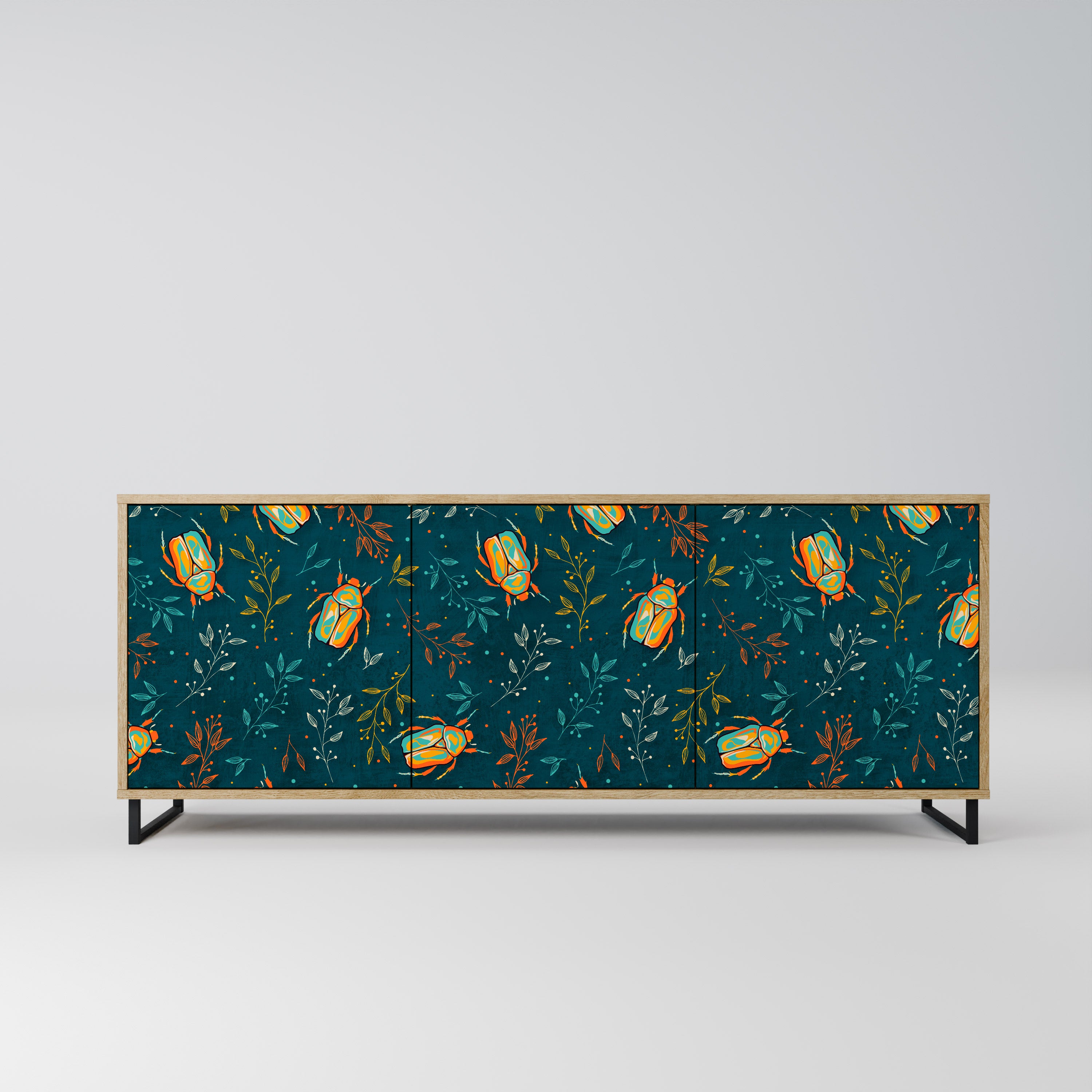 AUTUMN INSECTS 3-Door Sideboard in Oak Effect