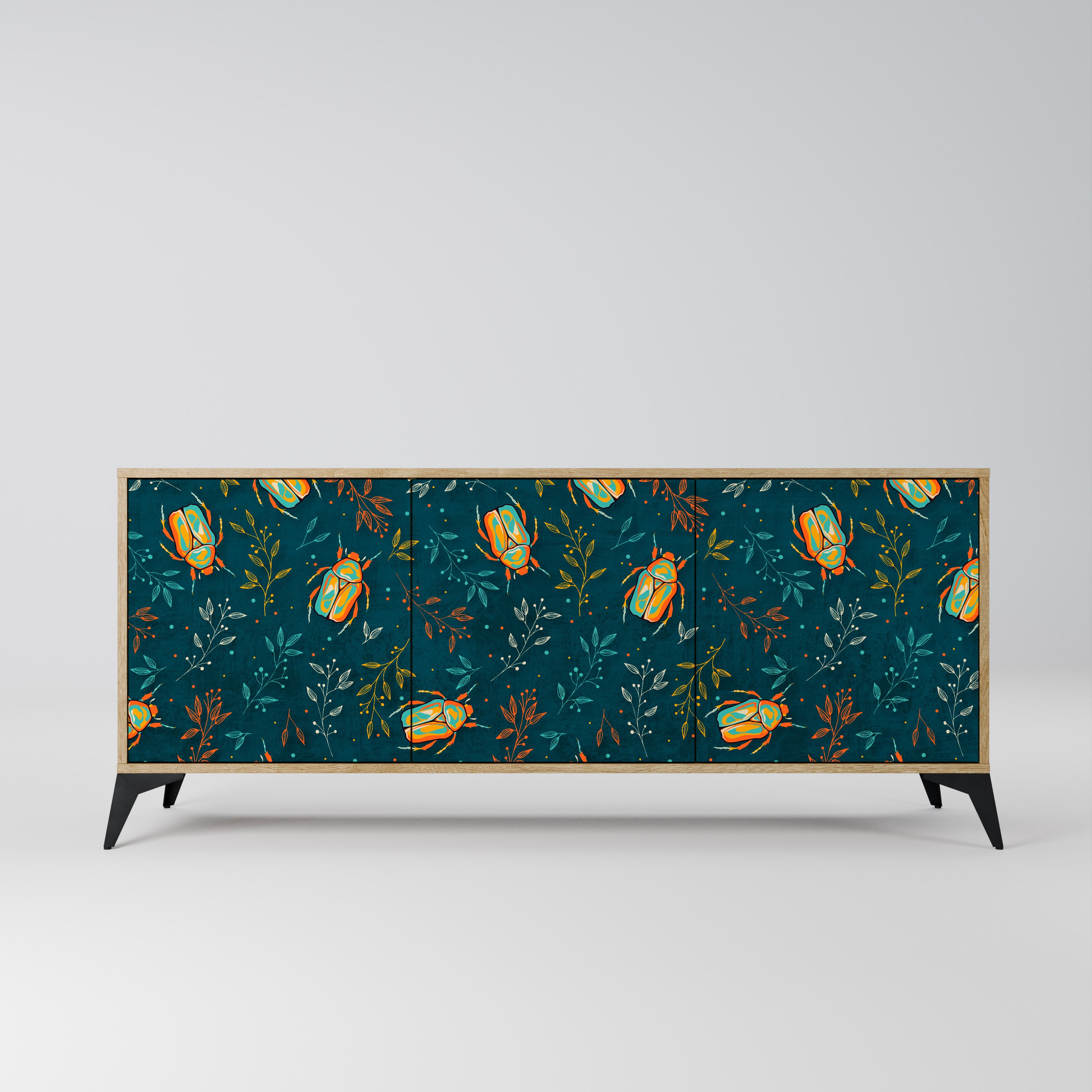 AUTUMN INSECTS 3-Door Sideboard in Oak Effect