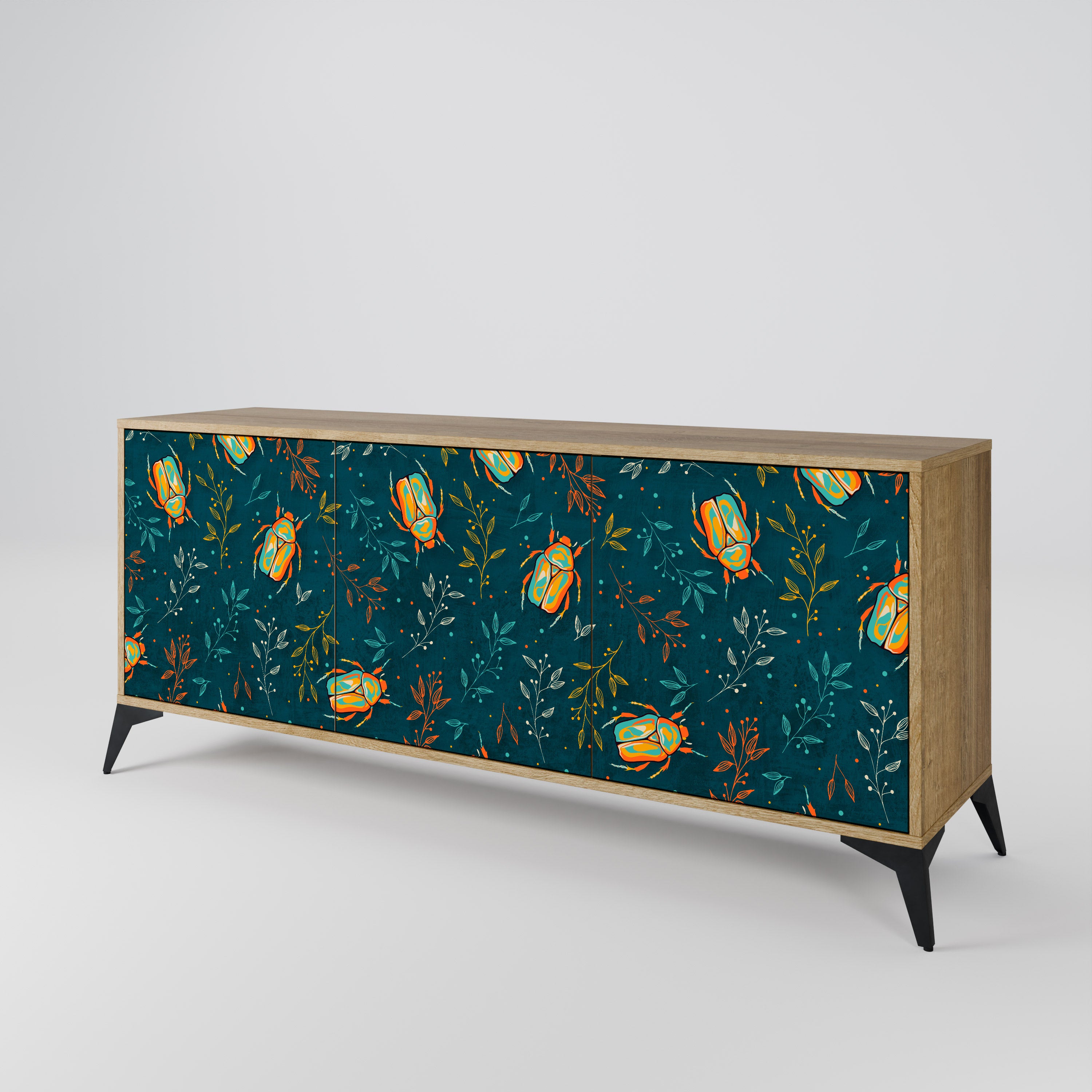 AUTUMN INSECTS 3-Door Sideboard in Oak Effect