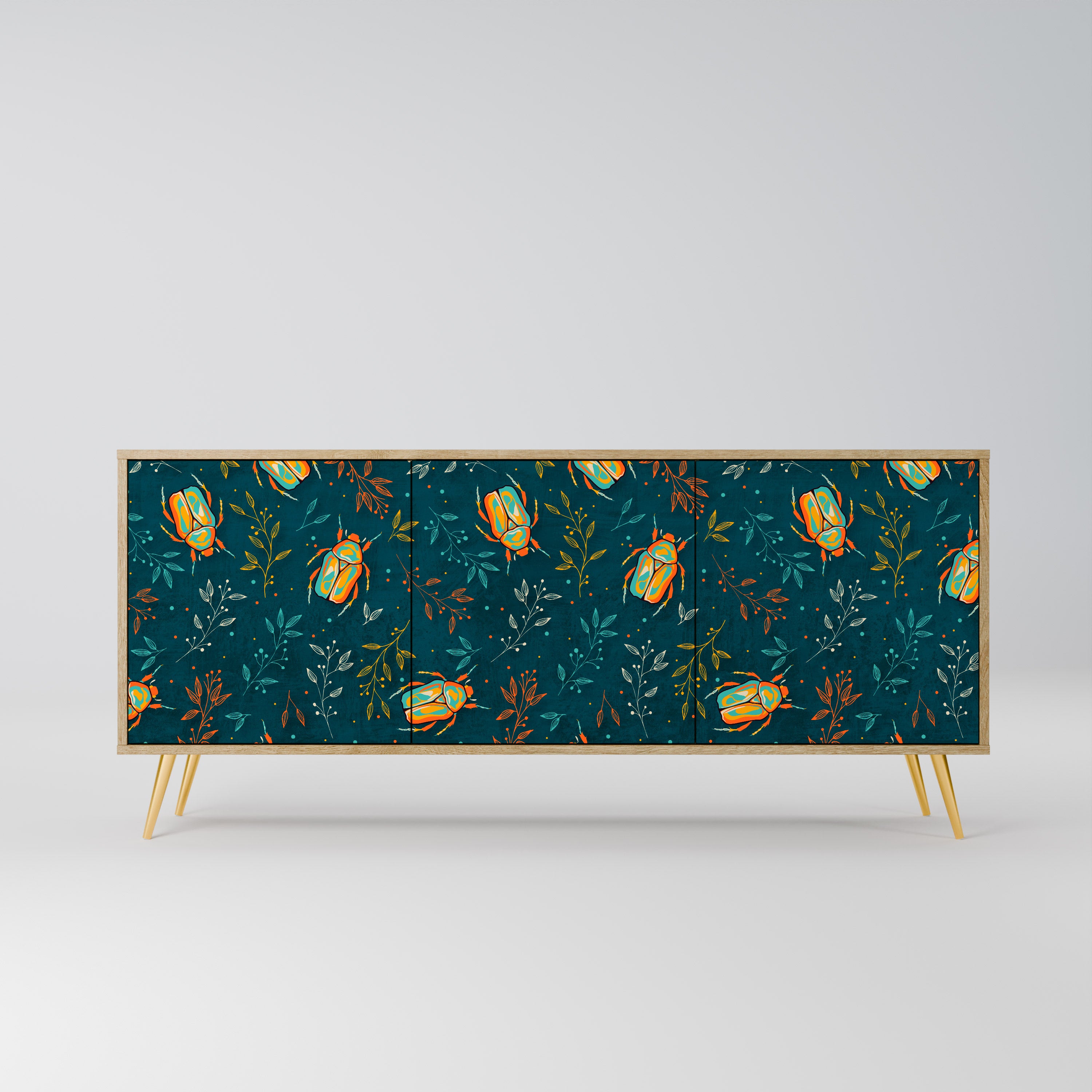AUTUMN INSECTS 3-Door Sideboard in Oak Effect