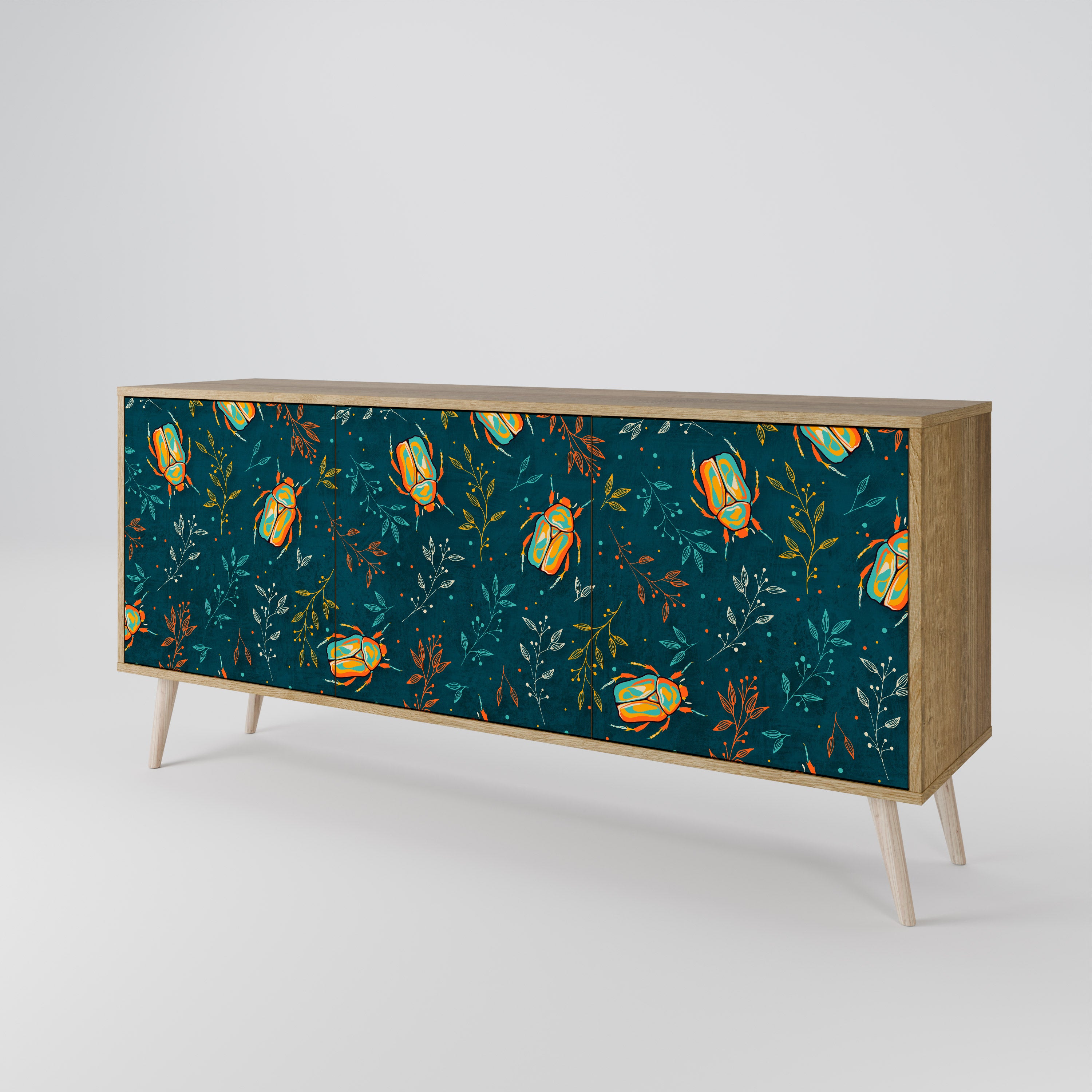 AUTUMN INSECTS 3-Door Sideboard in Oak Effect