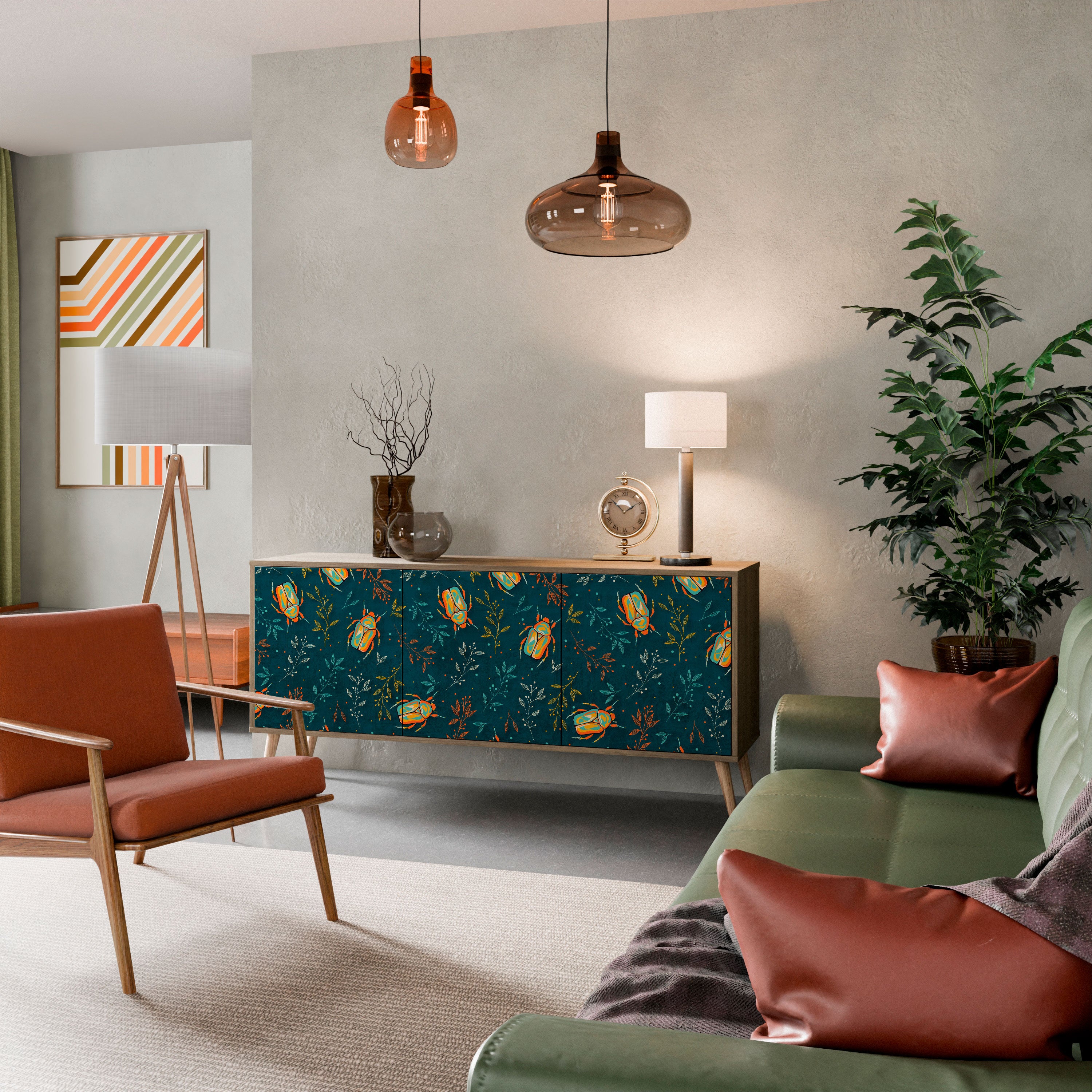 AUTUMN INSECTS 3-Door Sideboard in Oak Effect