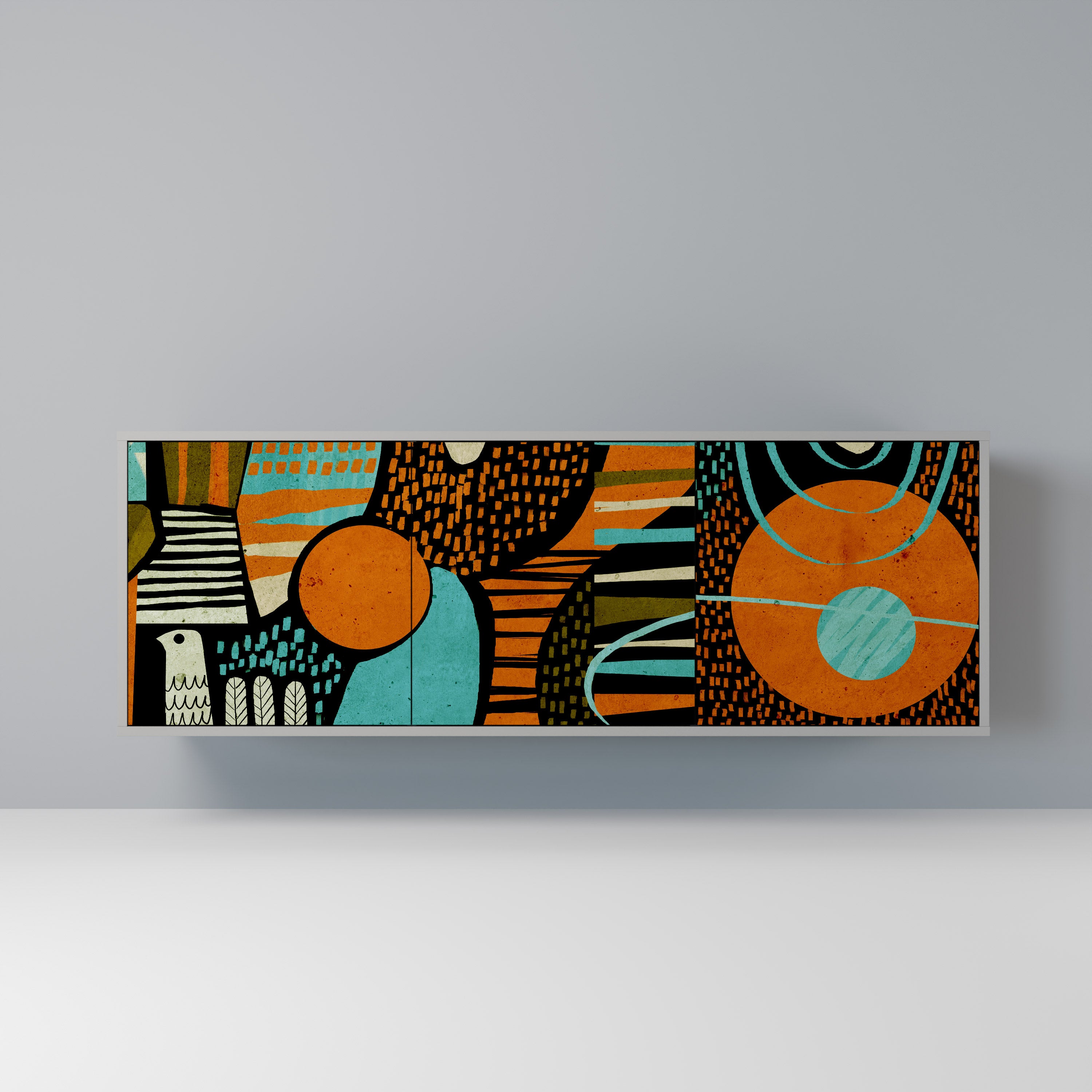 GEODE GLIMMER 3-Door Sideboard in Grey Finish