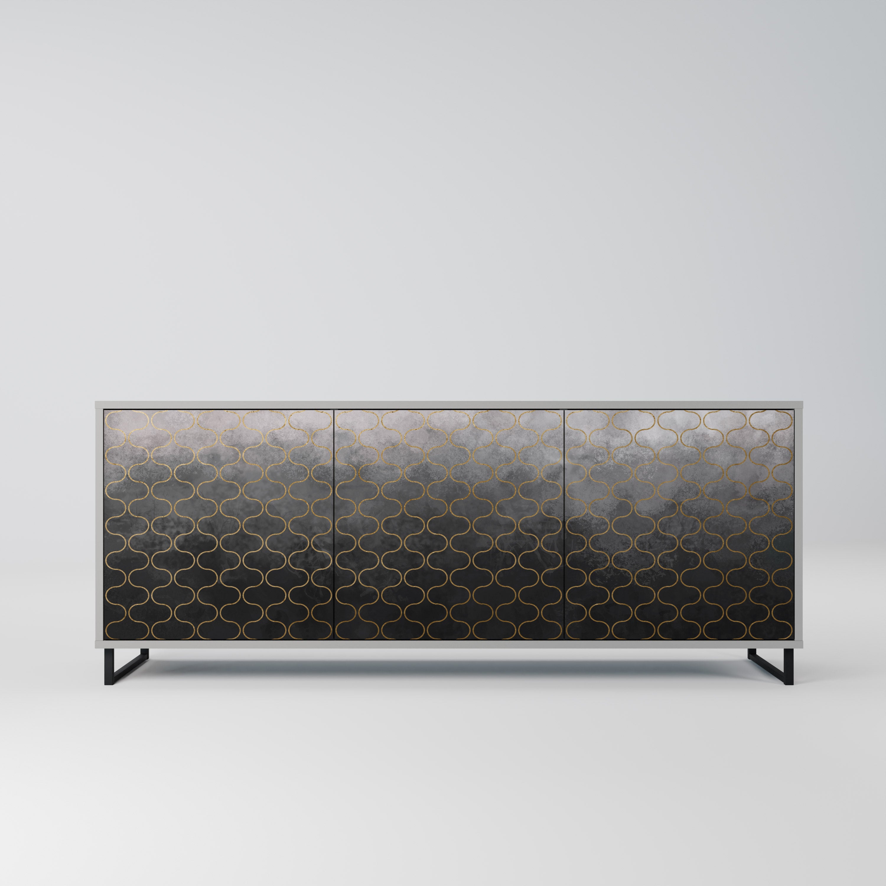 TESSELATED GRAYISH 3-Door Sideboard in Grey Finish