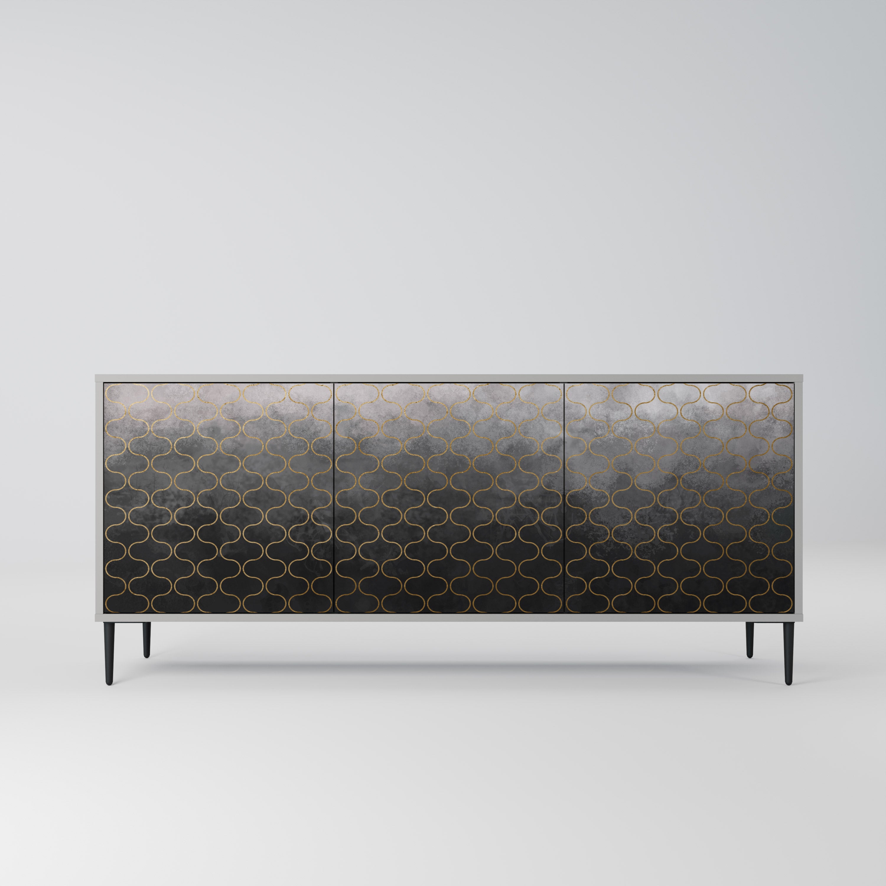TESSELATED GRAYISH 3-Door Sideboard in Grey Finish