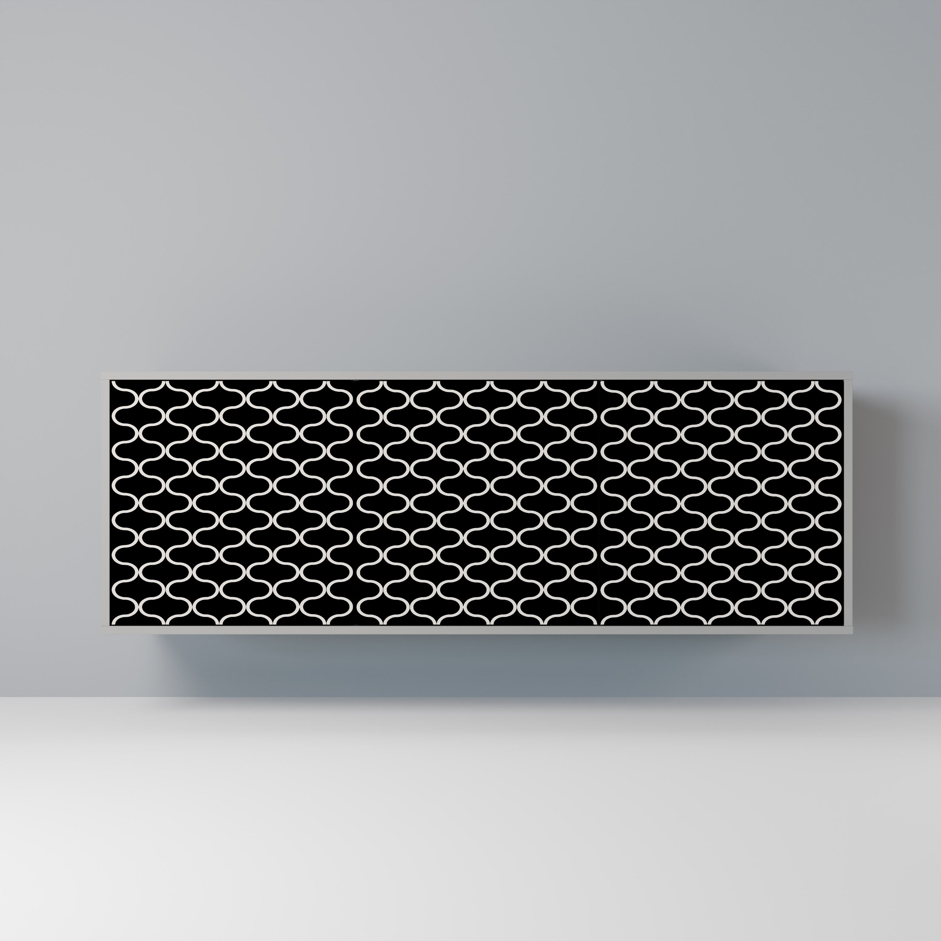 TESSELATED BLACKNESS 3-Door Sideboard in Grey Finish