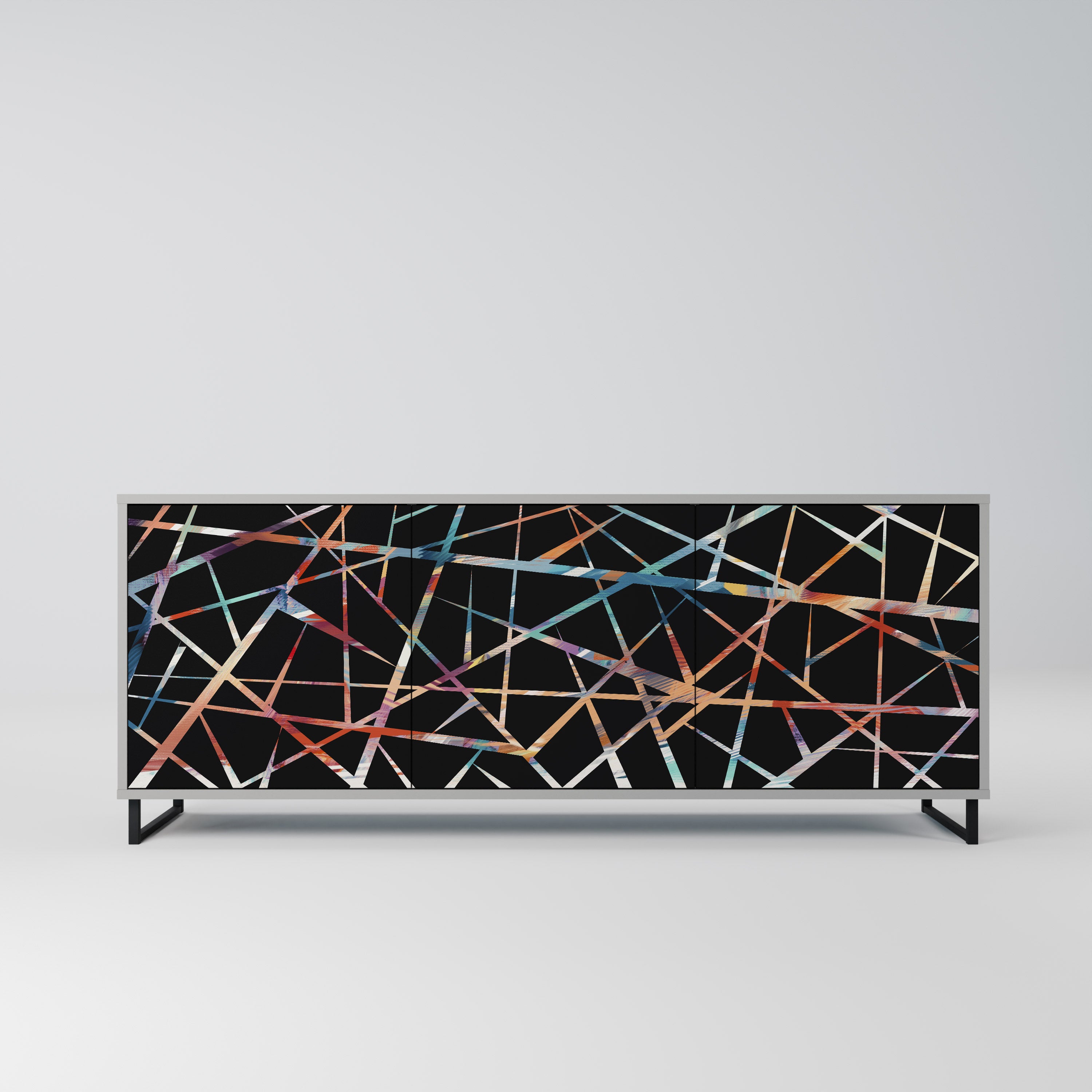 POLYGON VERVE 3-Door Sideboard in Grey Finish