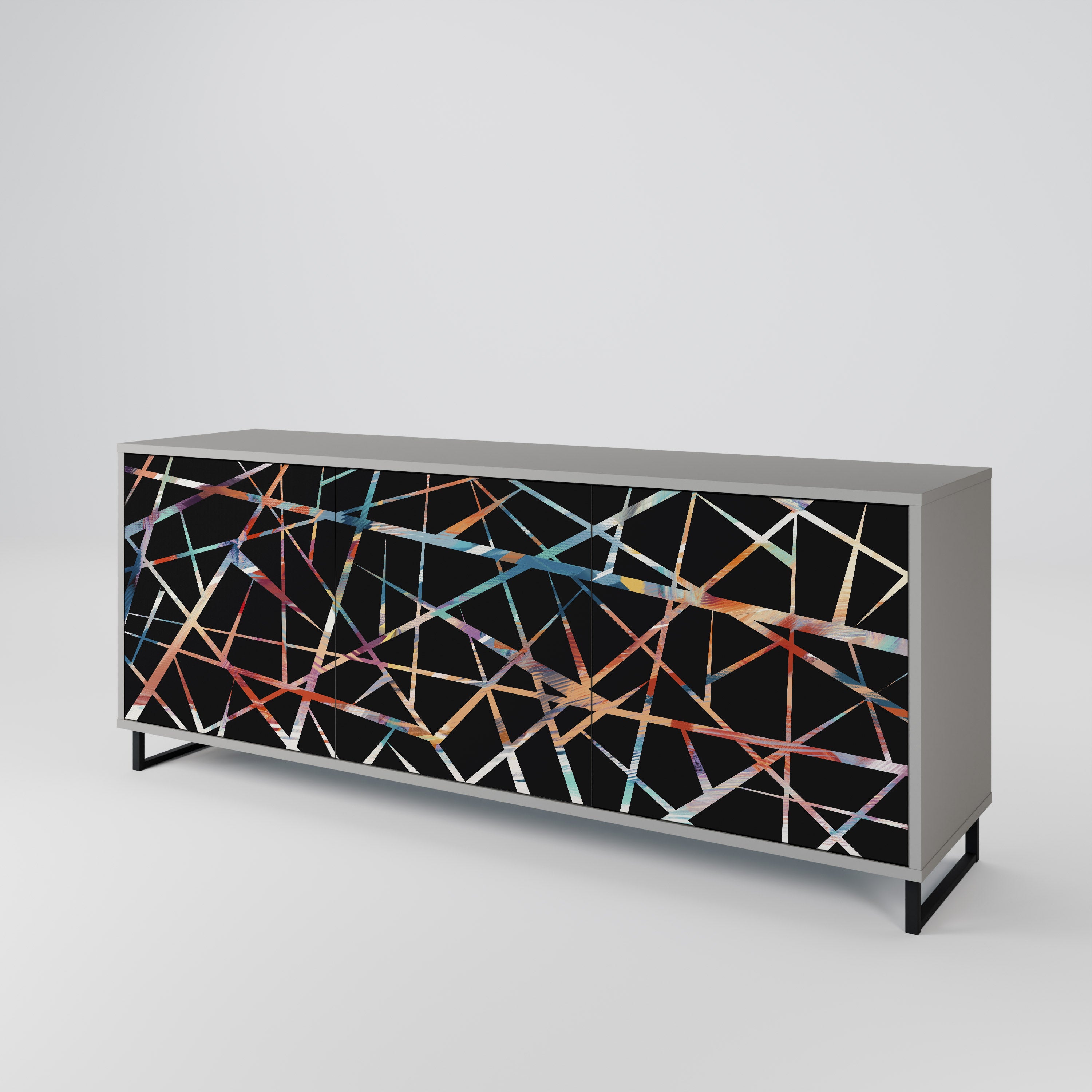POLYGON VERVE 3-Door Sideboard in Grey Finish