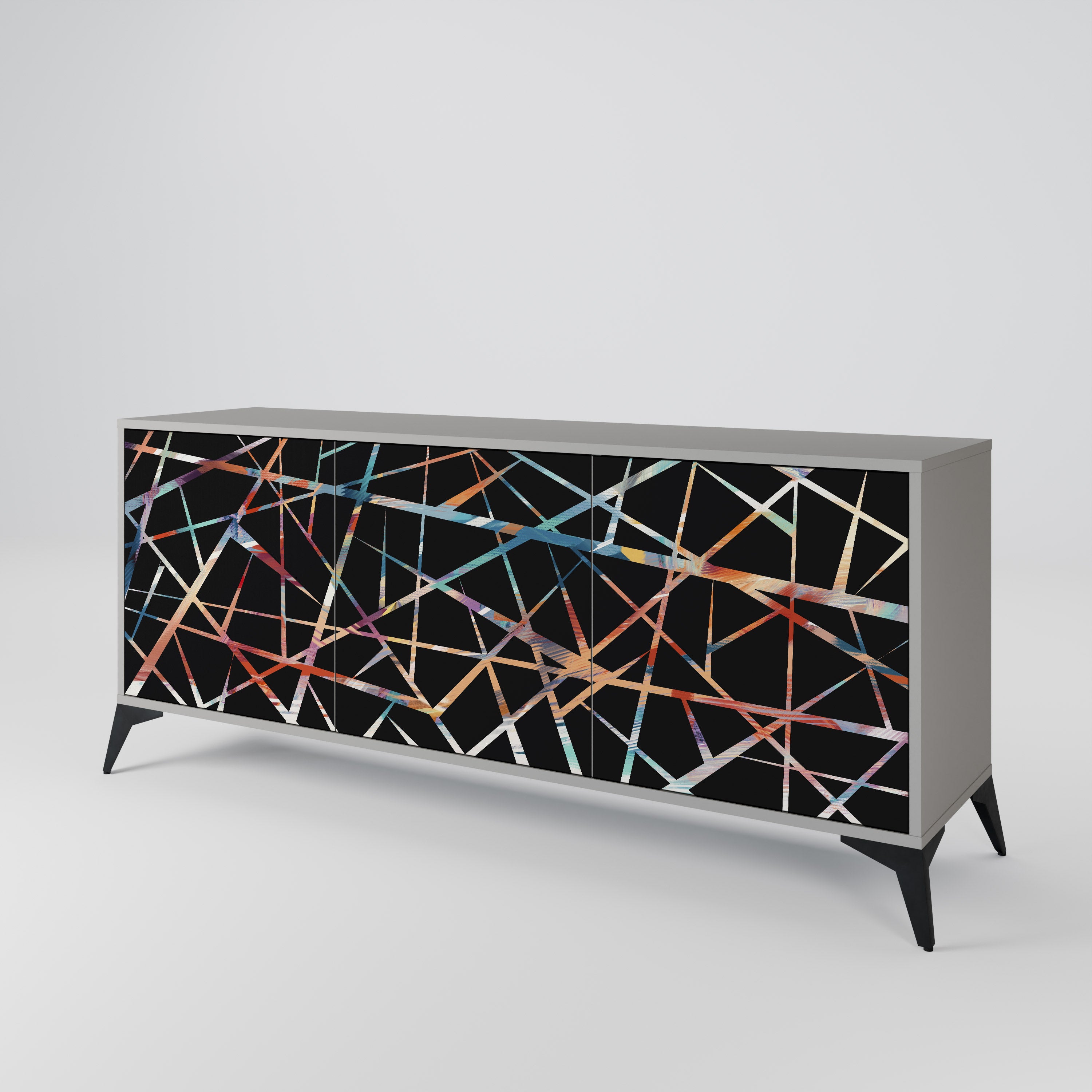 POLYGON VERVE 3-Door Sideboard in Grey Finish