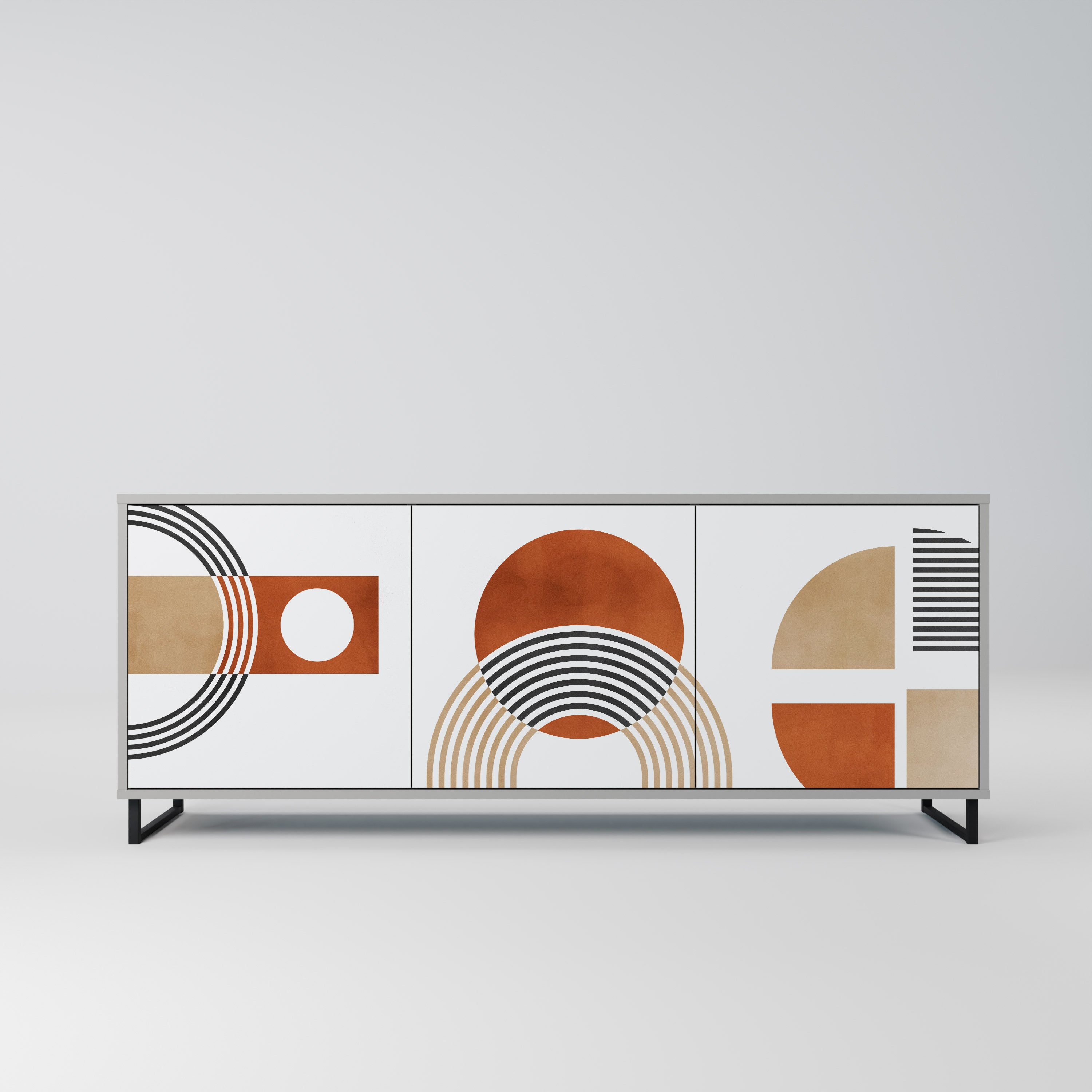 CIRCLE RHYTM 3-Door Sideboard in Grey Finish