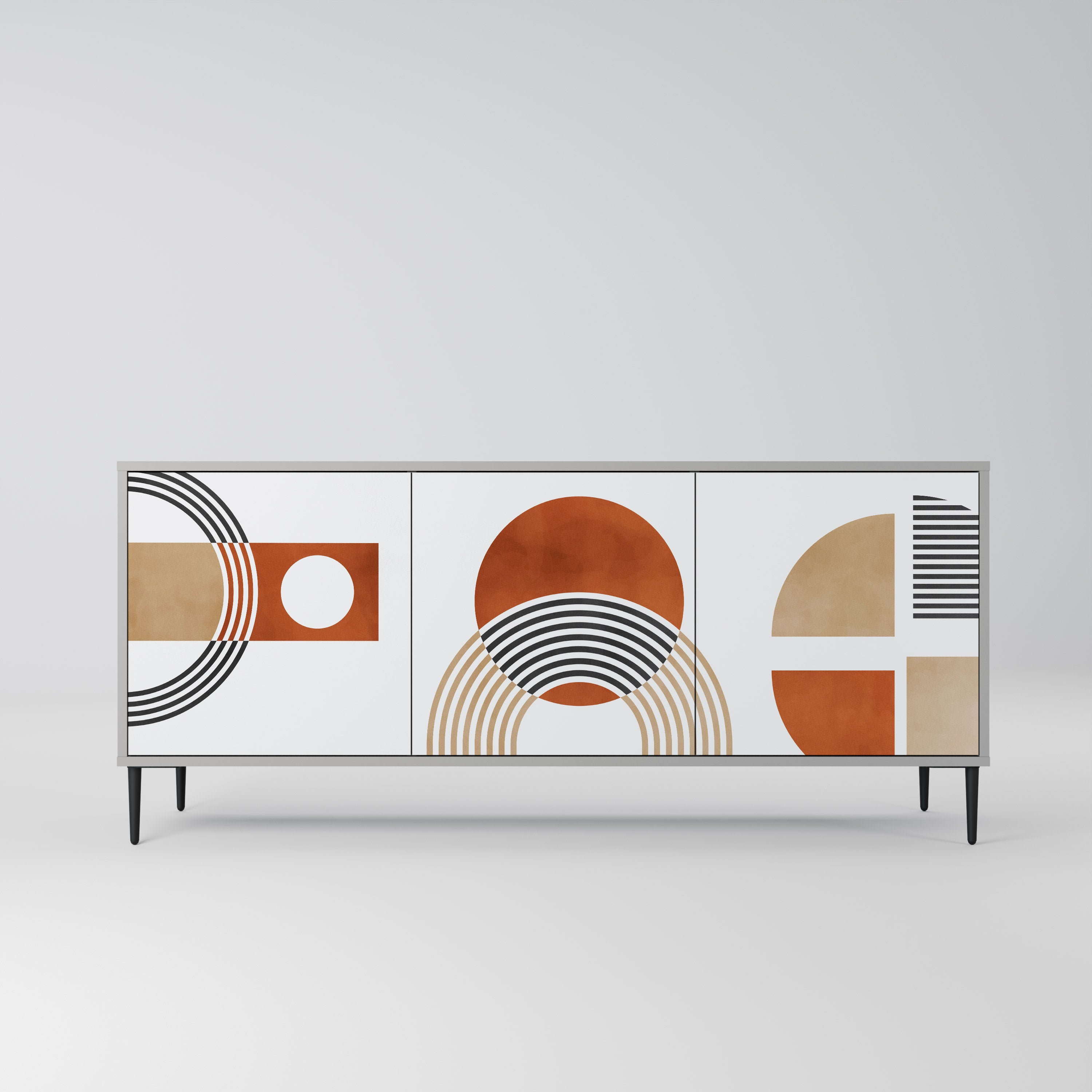 CIRCLE RHYTM 3-Door Sideboard in Grey Finish