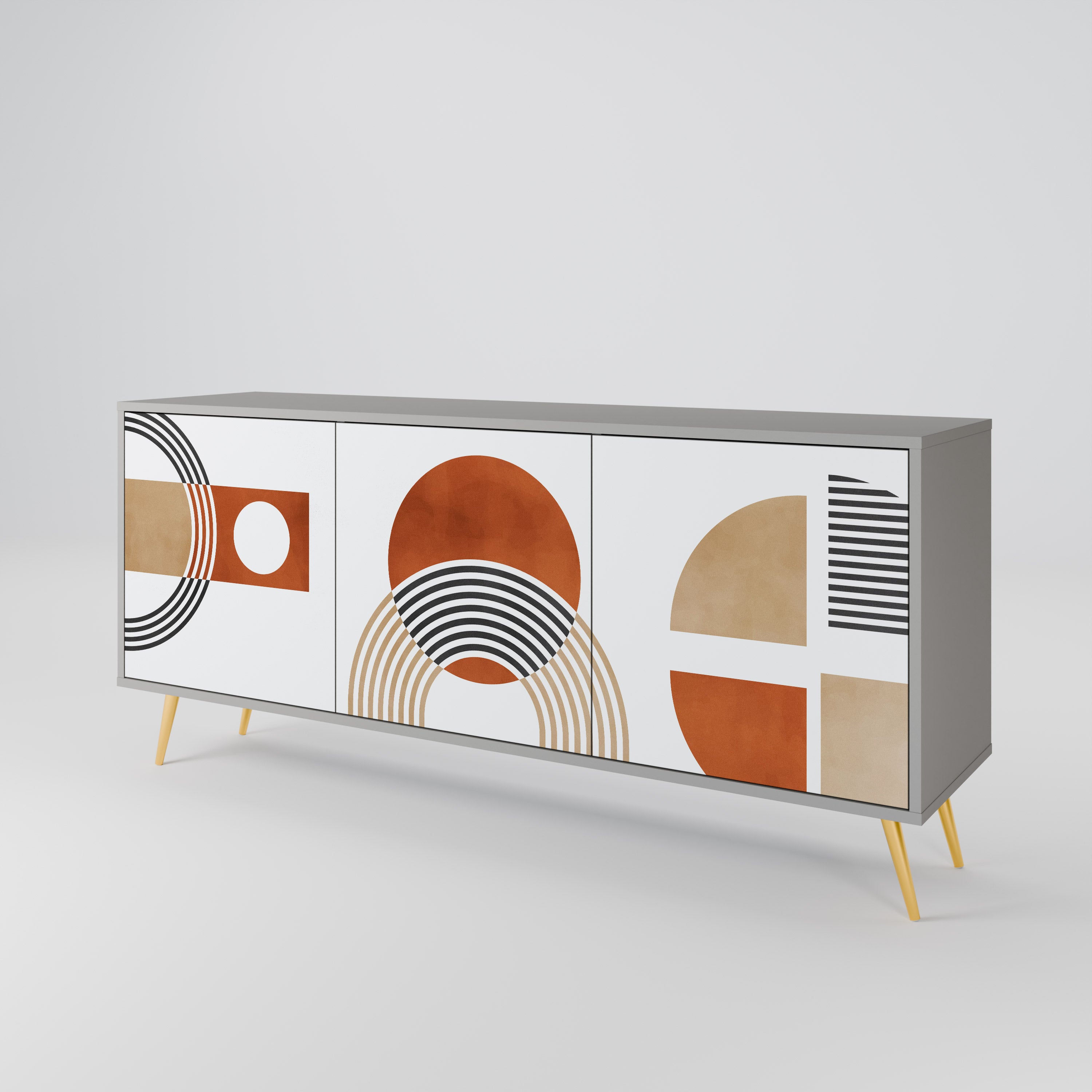 CIRCLE RHYTM 3-Door Sideboard in Grey Finish