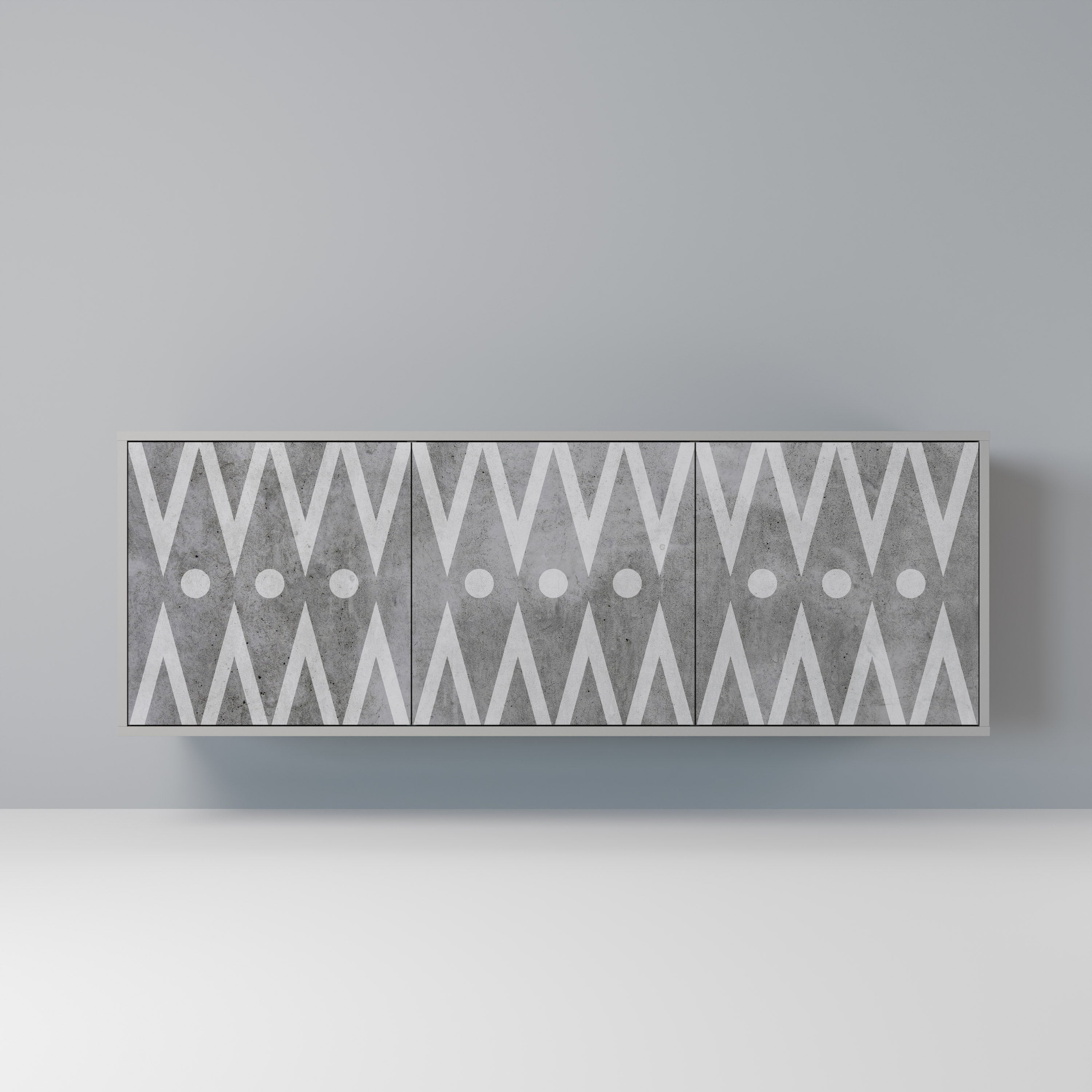 SHARP EDGES 3-Door Sideboard in Grey Finish