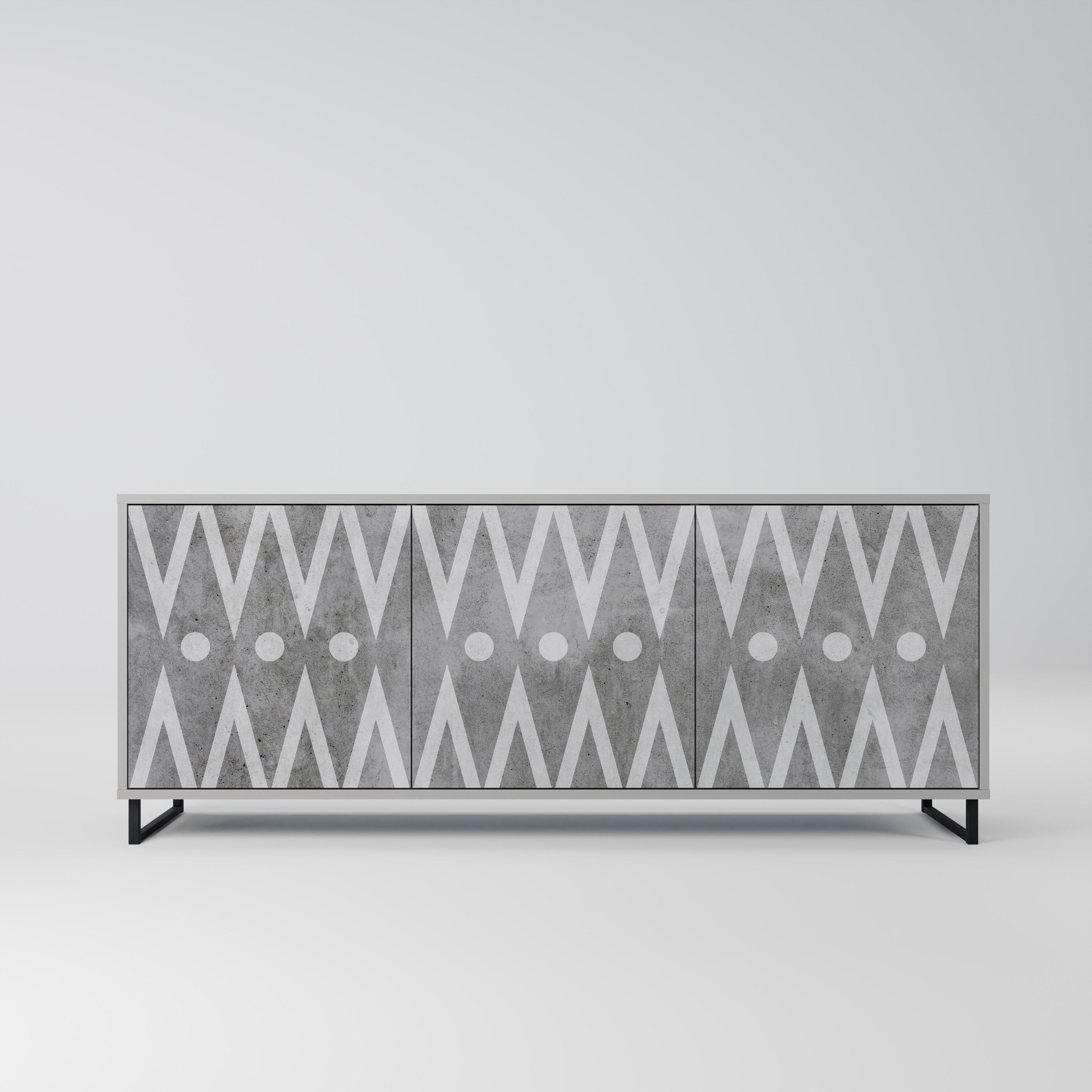 SHARP EDGES 3-Door Sideboard in Grey Finish