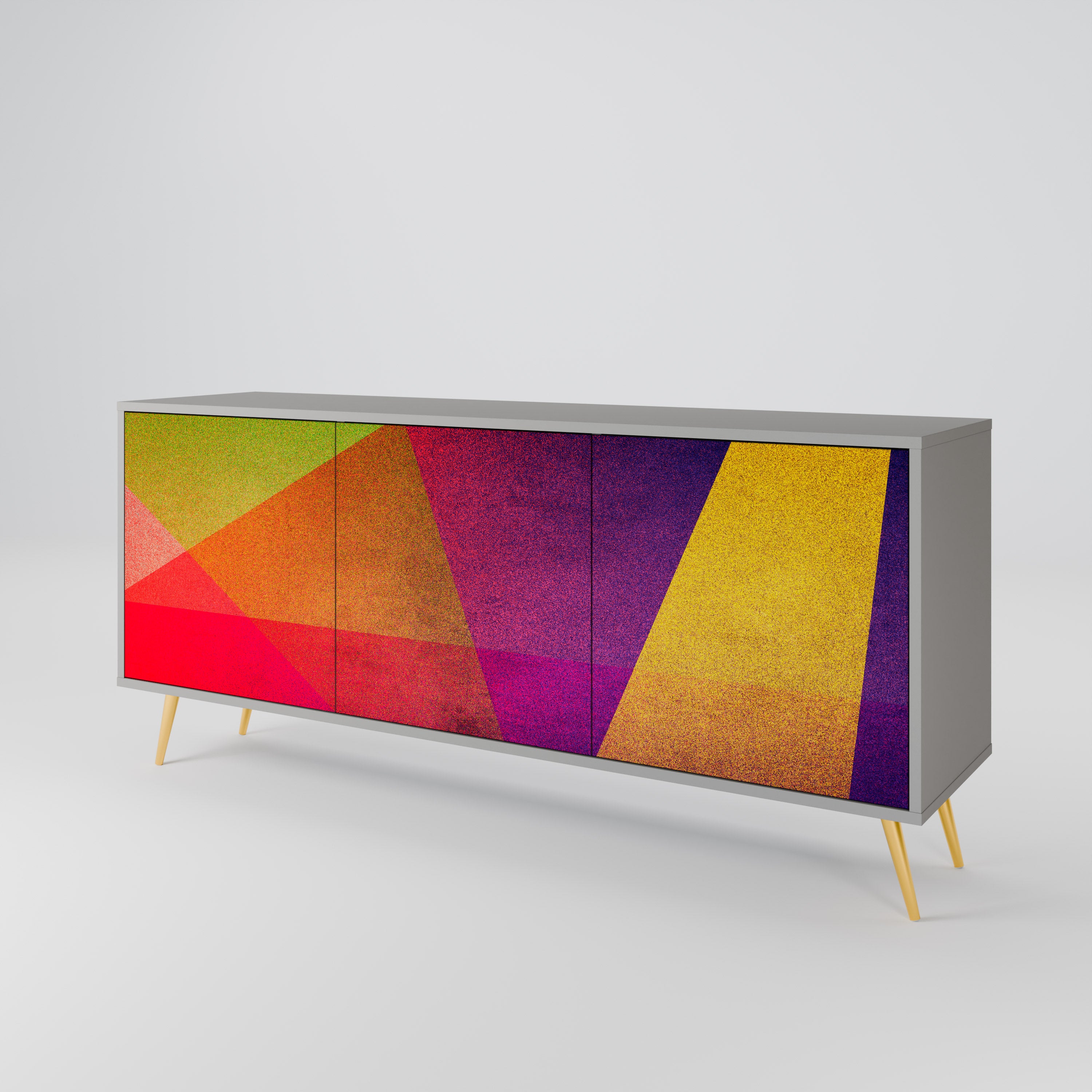 VIVID GEOMETRY 3-Door Sideboard in Grey Finish