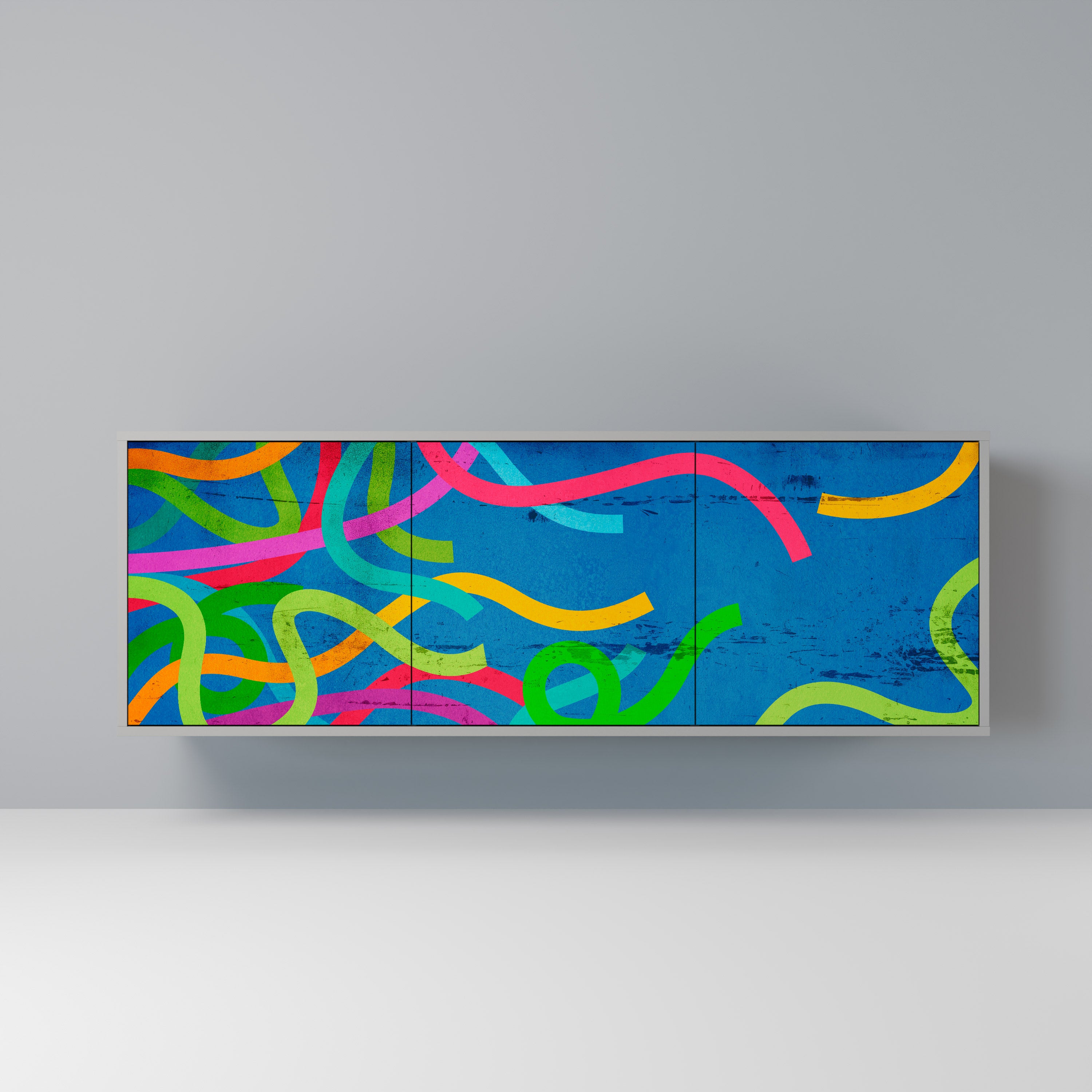 STREAMER TANGLE 3-Door Sideboard in Grey Finish