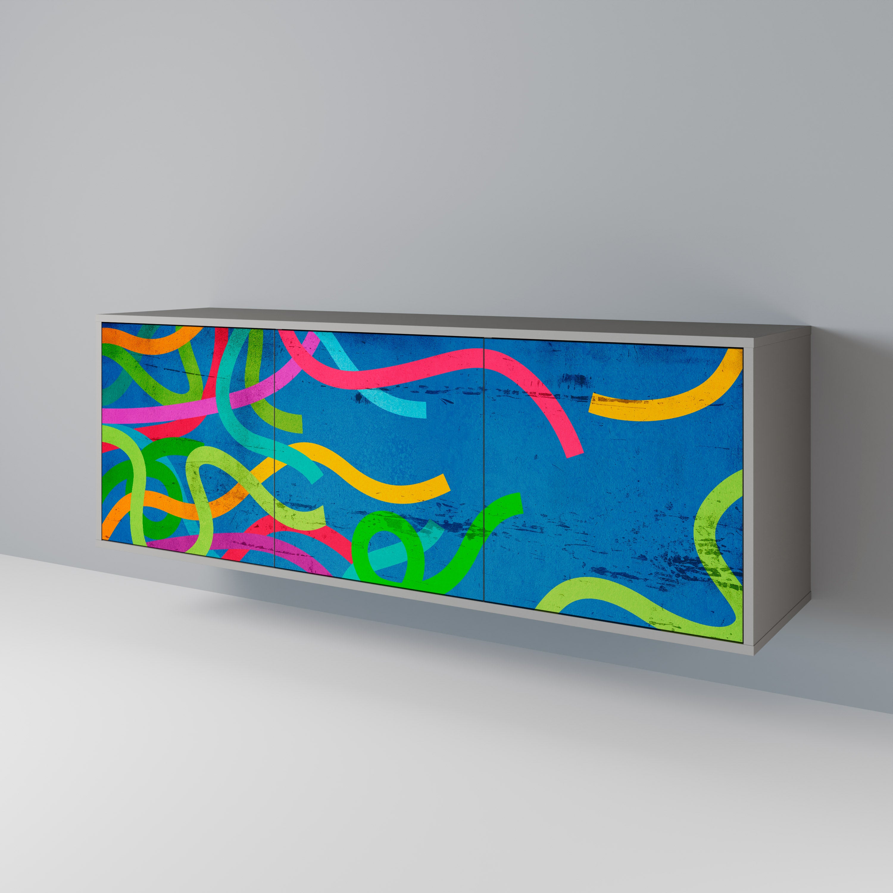 STREAMER TANGLE 3-Door Sideboard in Grey Finish