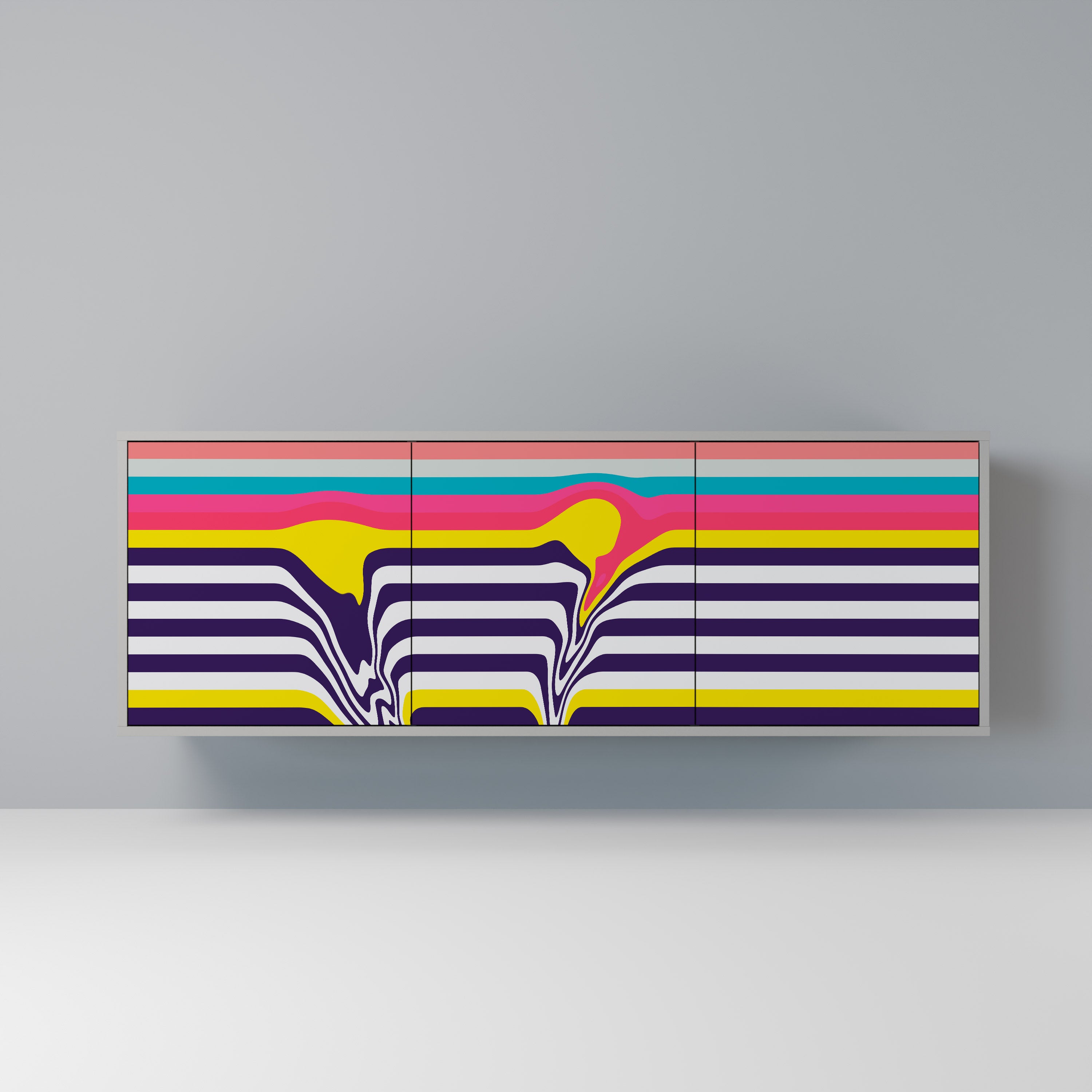 TONE COLLAPSE 3-Door Sideboard in Grey Finish