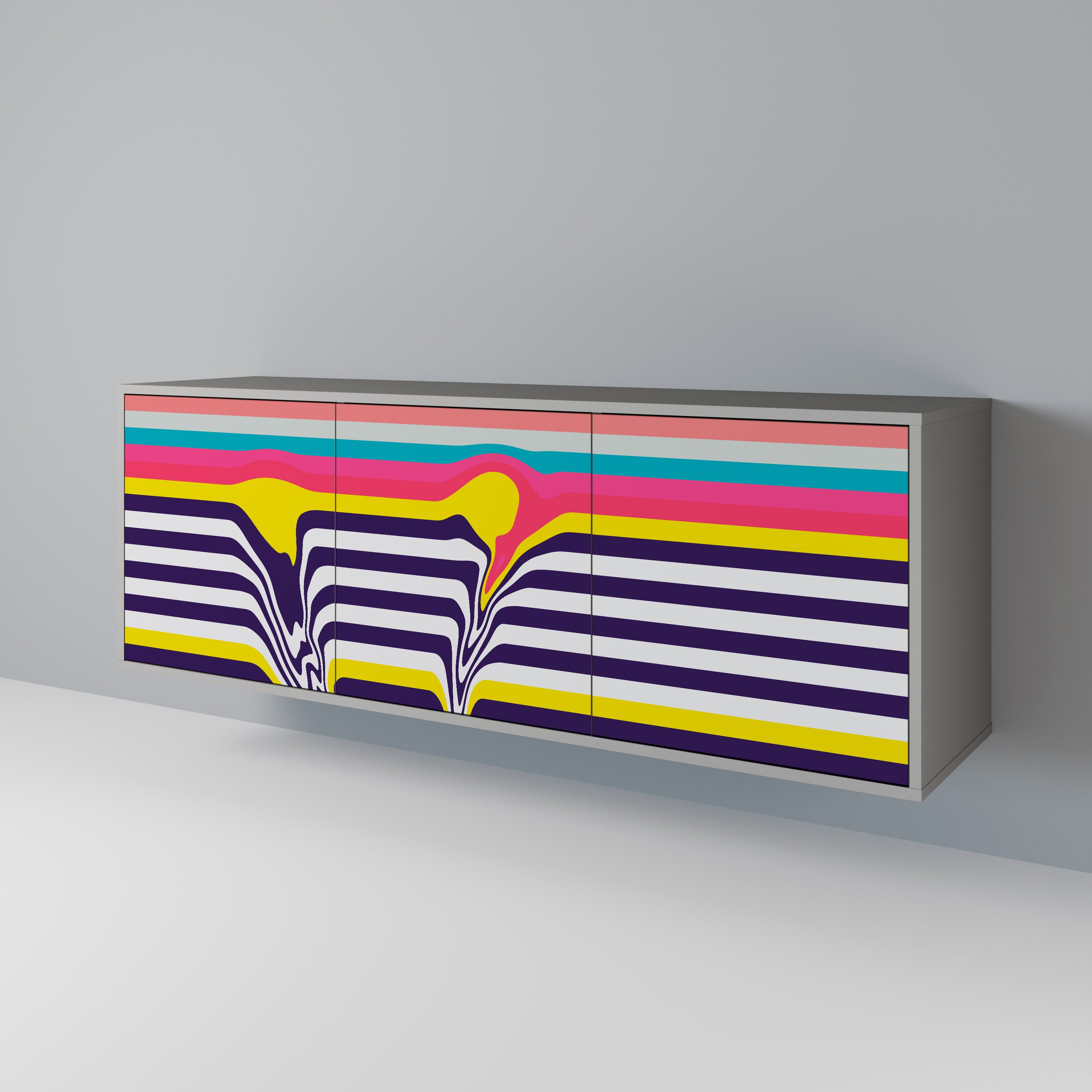 TONE COLLAPSE 3-Door Sideboard in Grey Finish