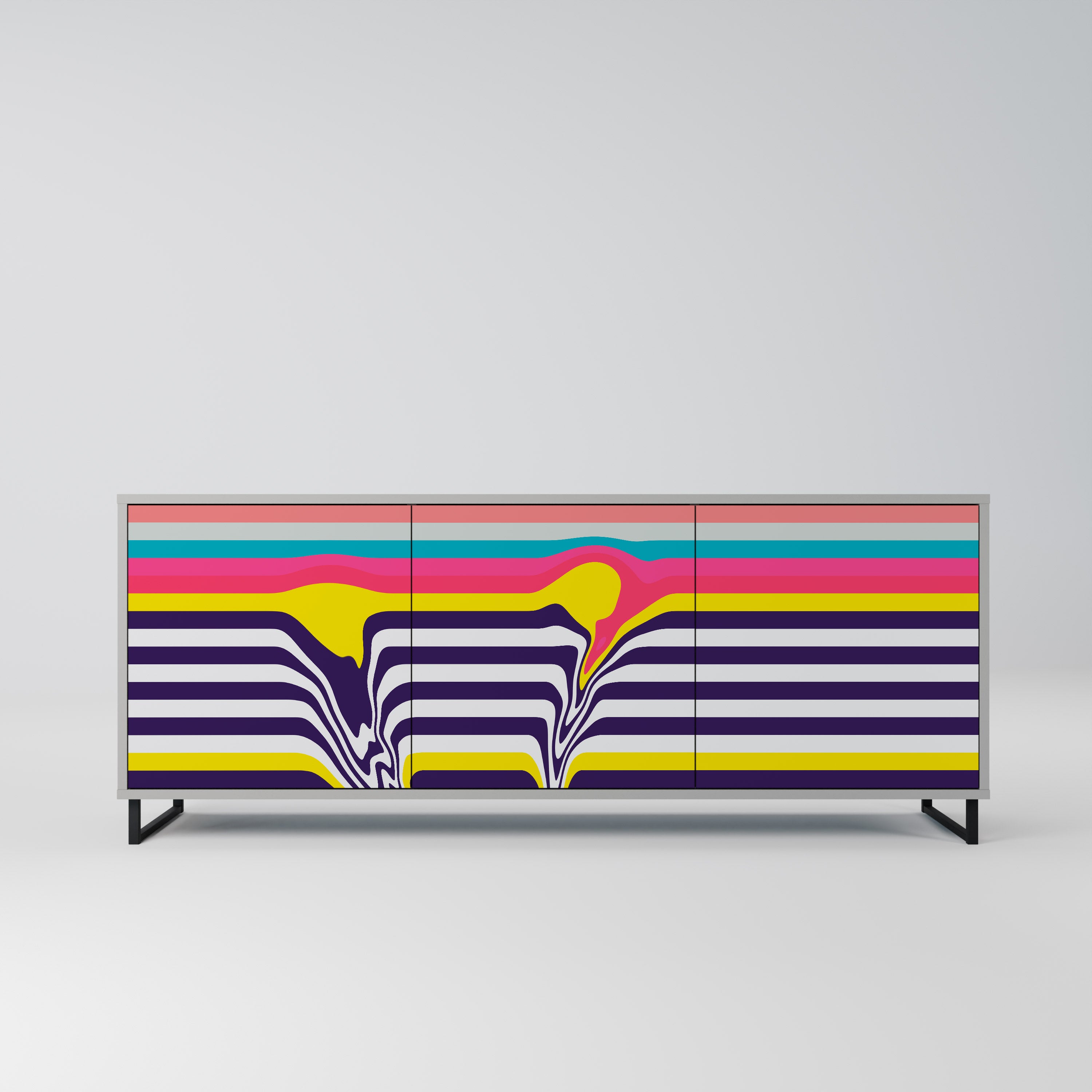 TONE COLLAPSE 3-Door Sideboard in Grey Finish