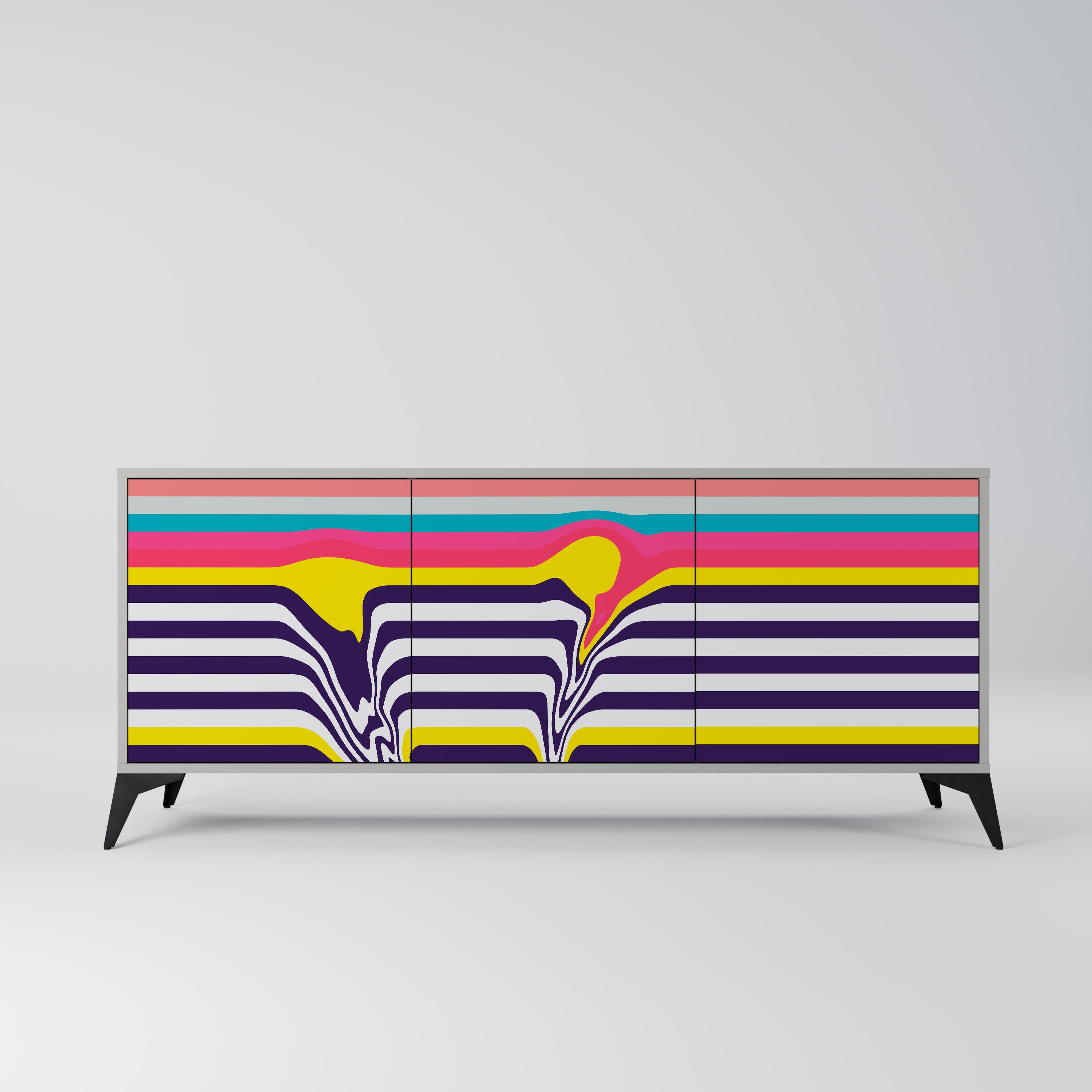 TONE COLLAPSE 3-Door Sideboard in Grey Finish