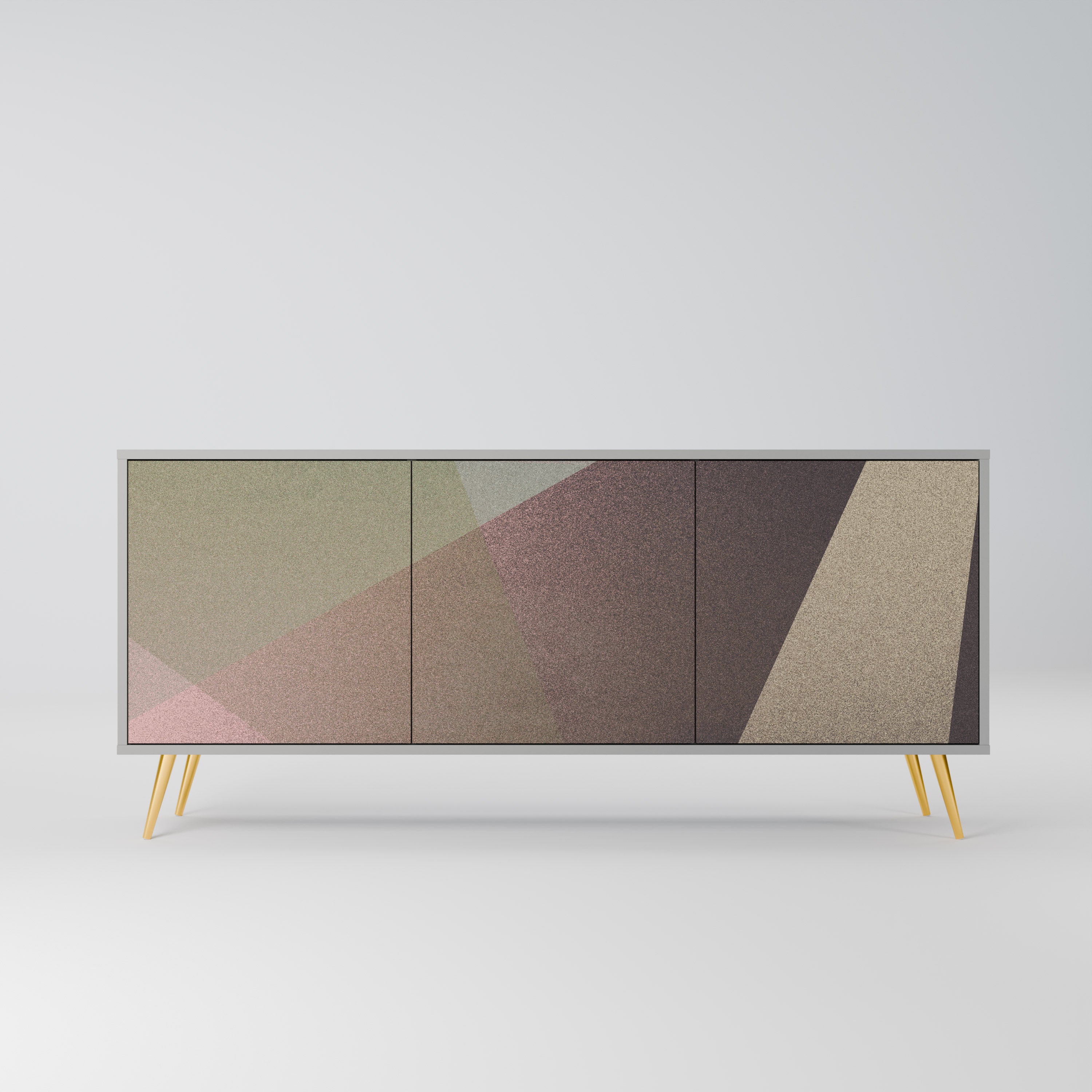 BEIGE GEOMETRY 3-Door Sideboard in Grey Finish