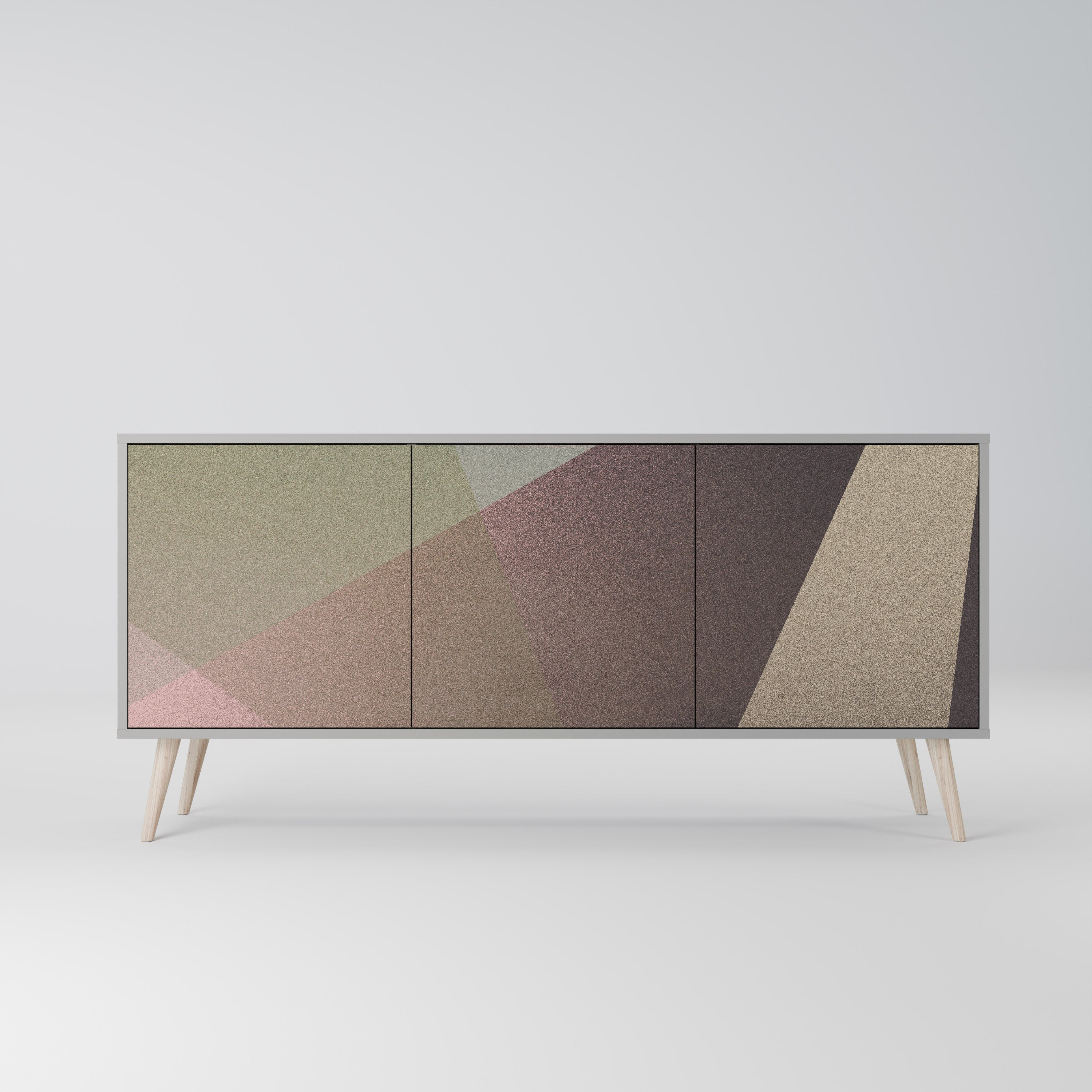 BEIGE GEOMETRY 3-Door Sideboard in Grey Finish