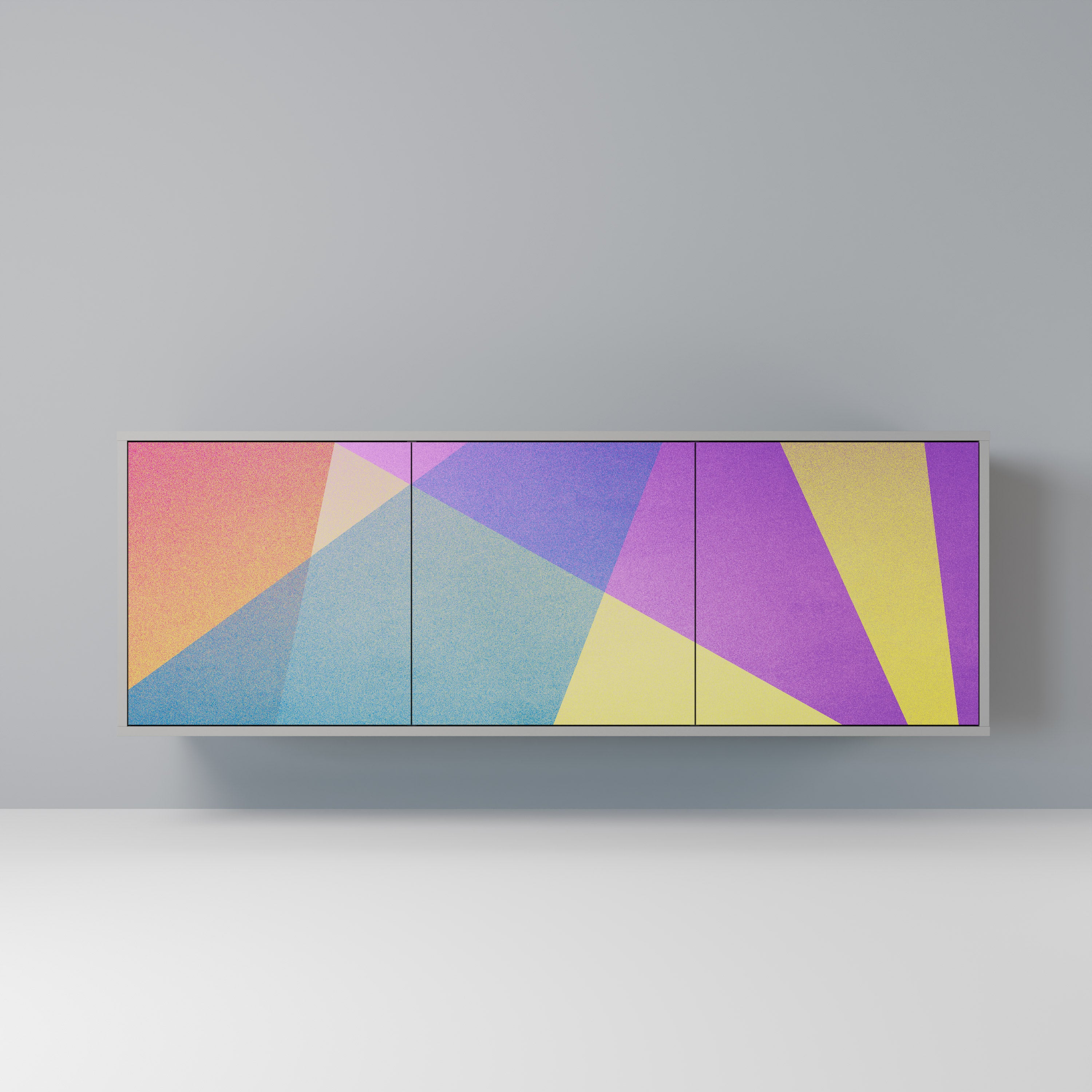 BRIGHT GEOMETRY 3-Door Sideboard in Grey Finish