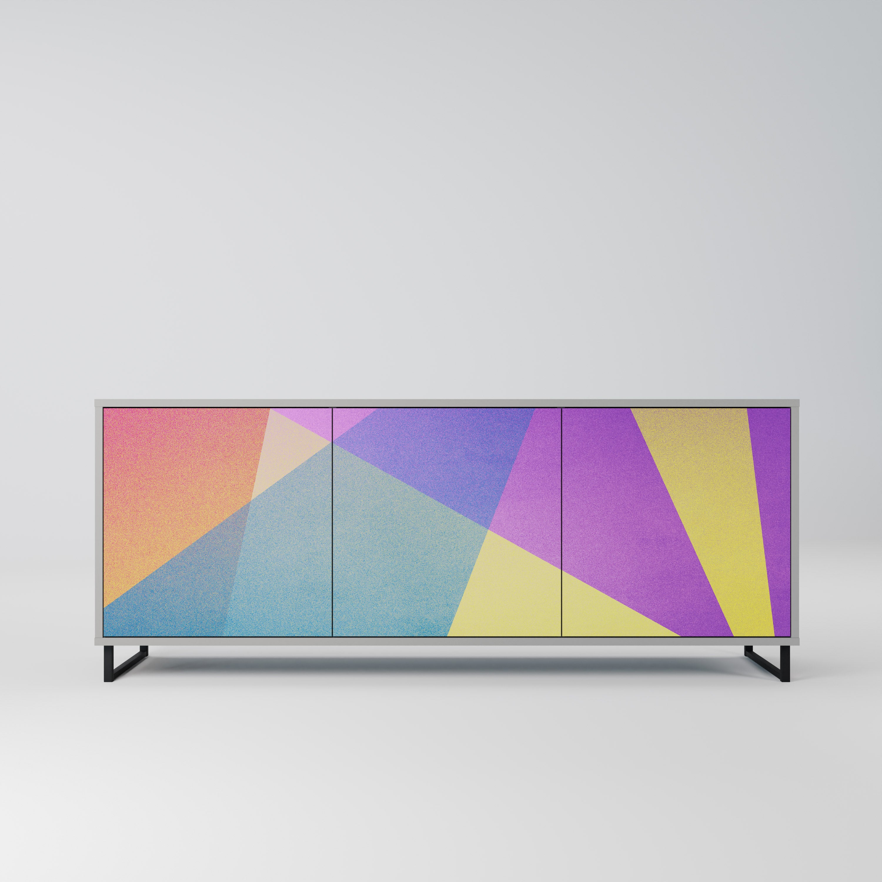 BRIGHT GEOMETRY 3-Door Sideboard in Grey Finish