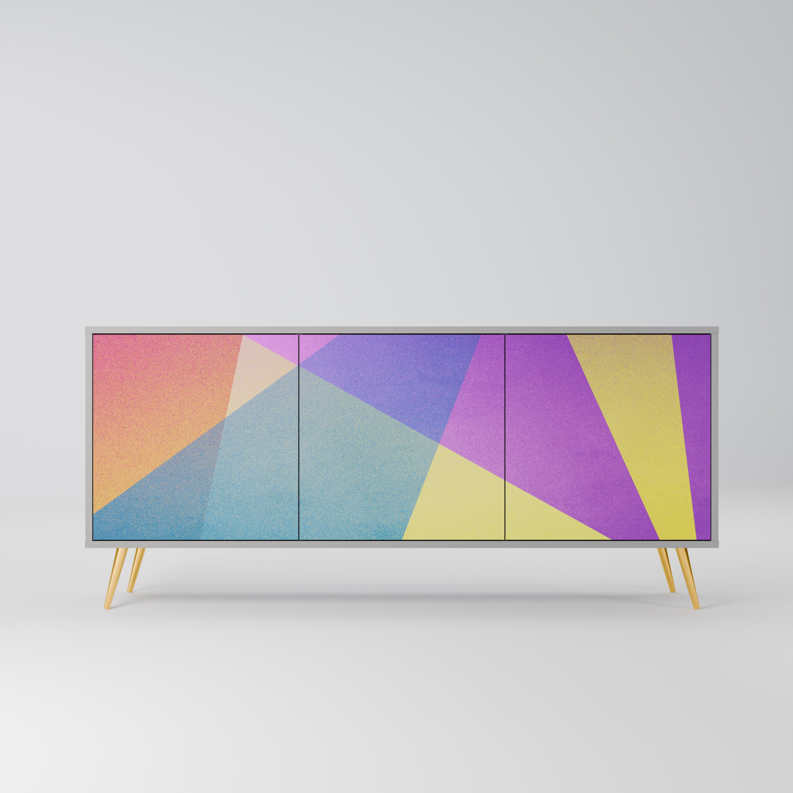 BRIGHT GEOMETRY 3-Door Sideboard in Grey Finish