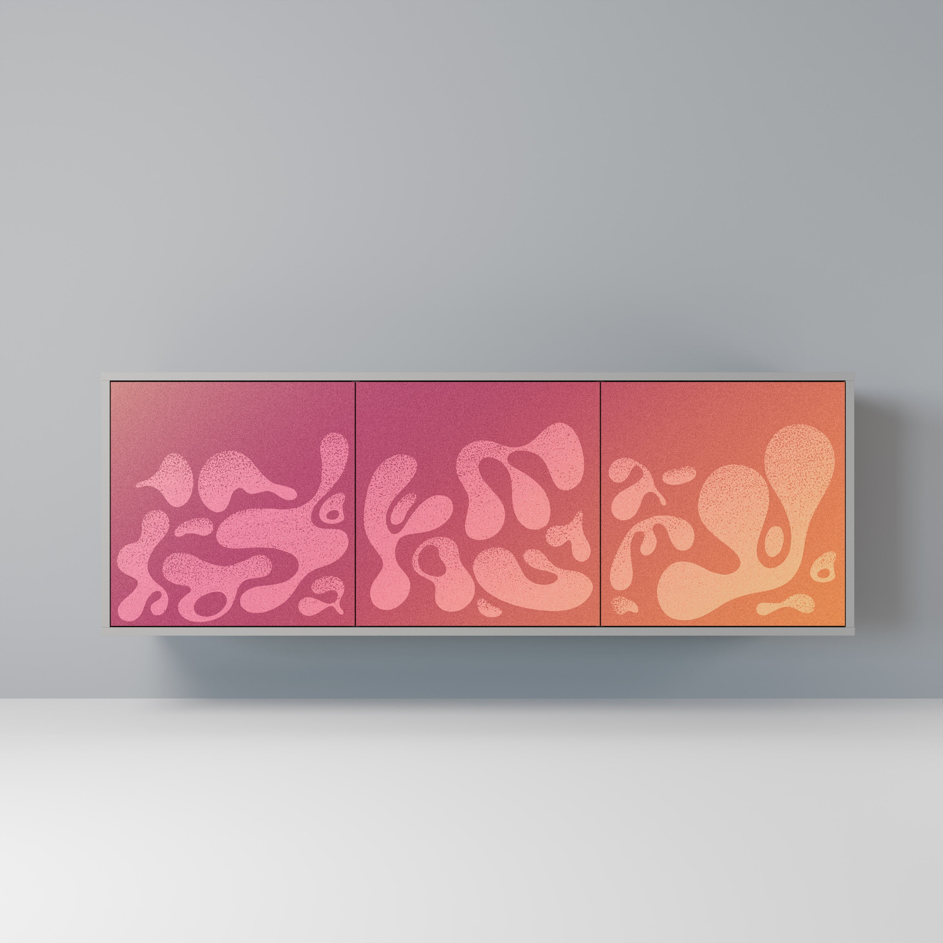 IRREGULAR PINK 3-Door Sideboard in Grey Finish