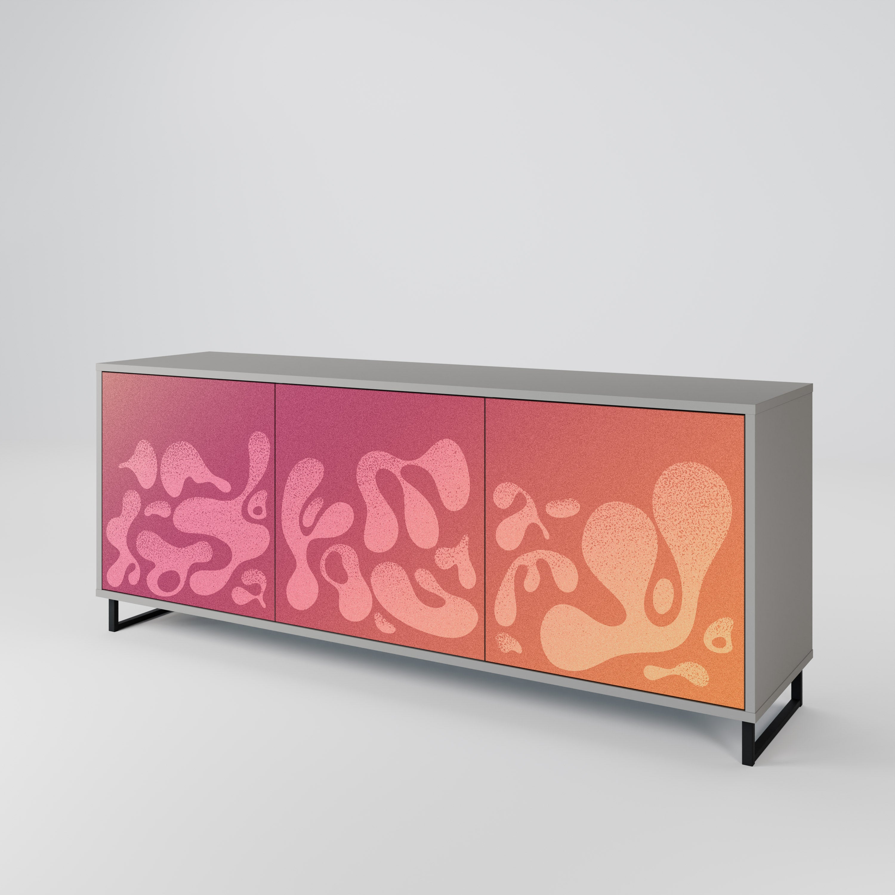 IRREGULAR PINK 3-Door Sideboard in Grey Finish