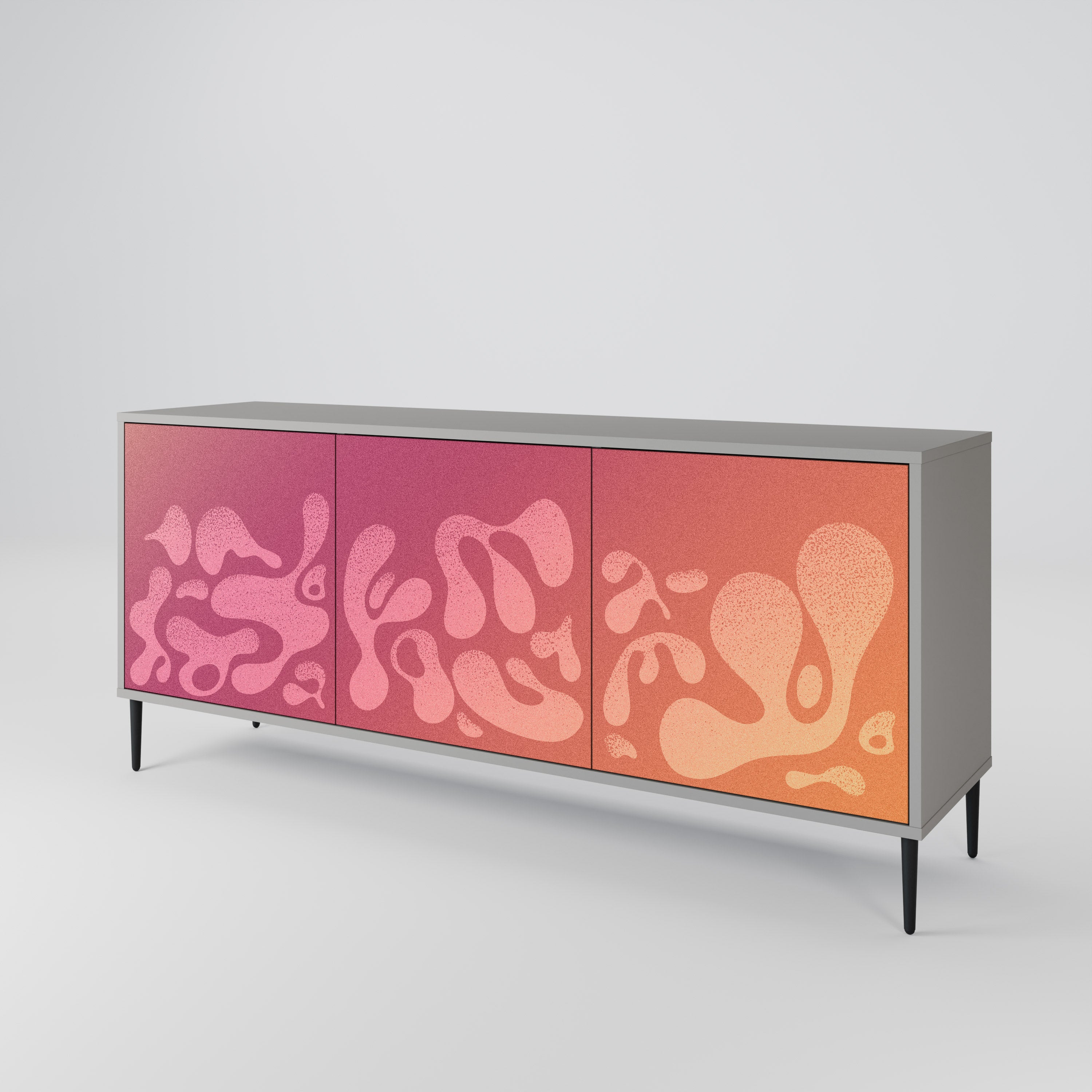 IRREGULAR PINK 3-Door Sideboard in Grey Finish