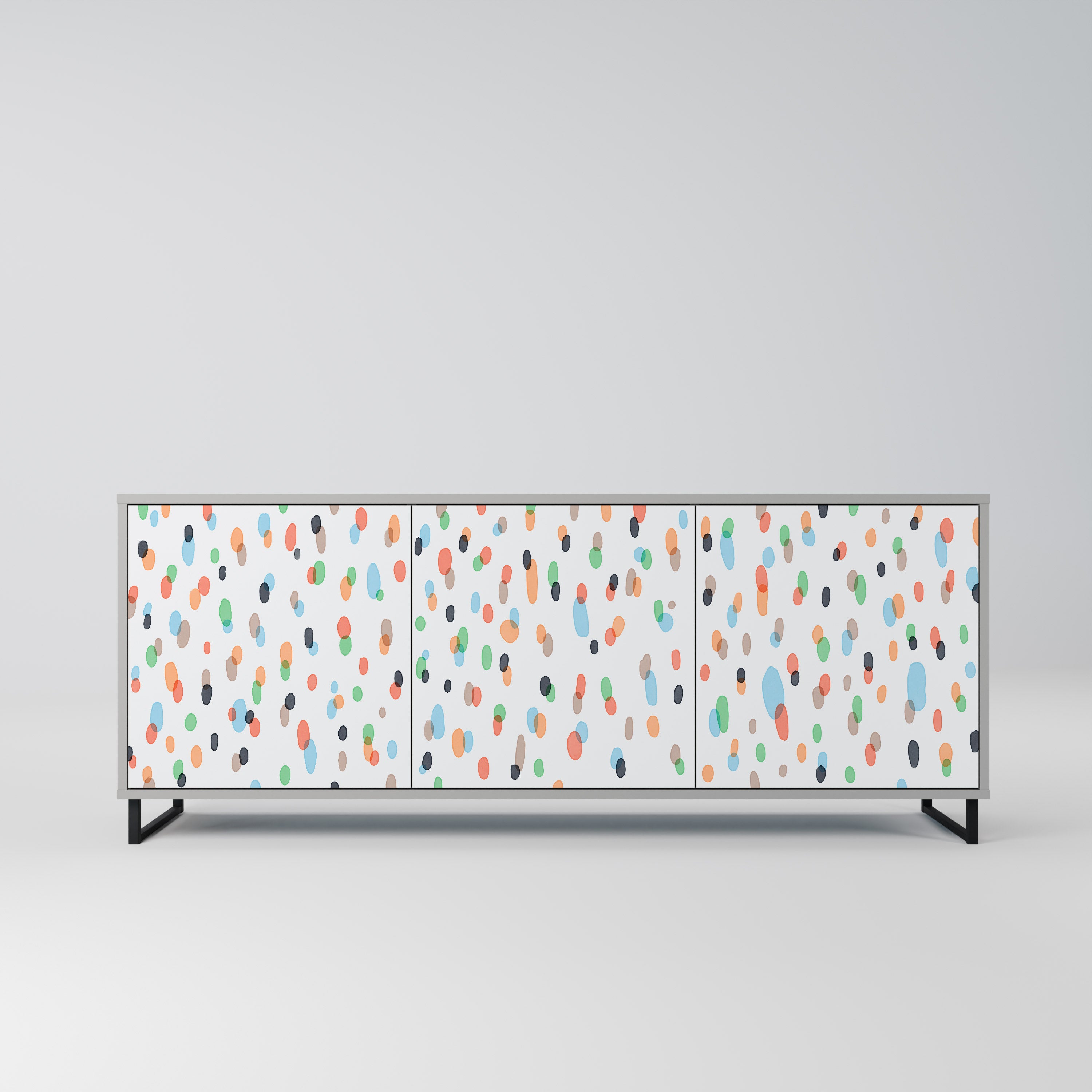 ENERGETIC SPOTS 3-Door Sideboard in Grey Finish