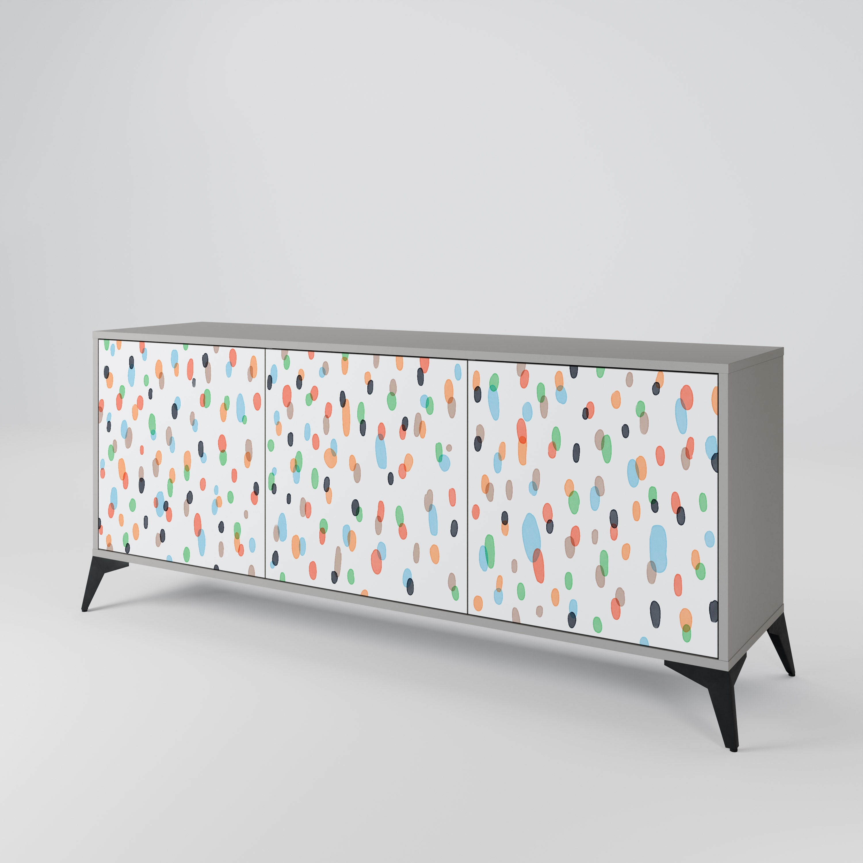 ENERGETIC SPOTS 3-Door Sideboard in Grey Finish