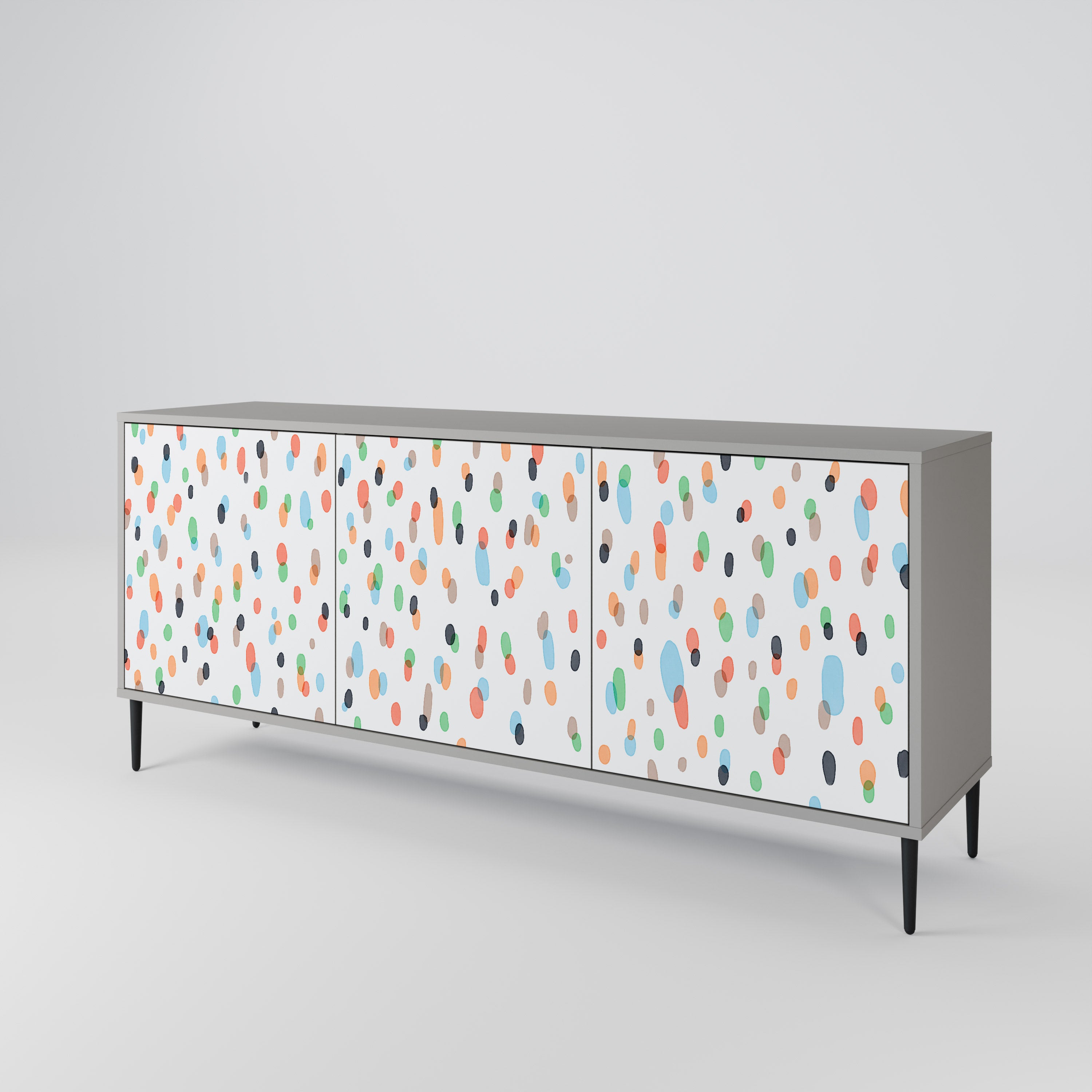 ENERGETIC SPOTS 3-Door Sideboard in Grey Finish