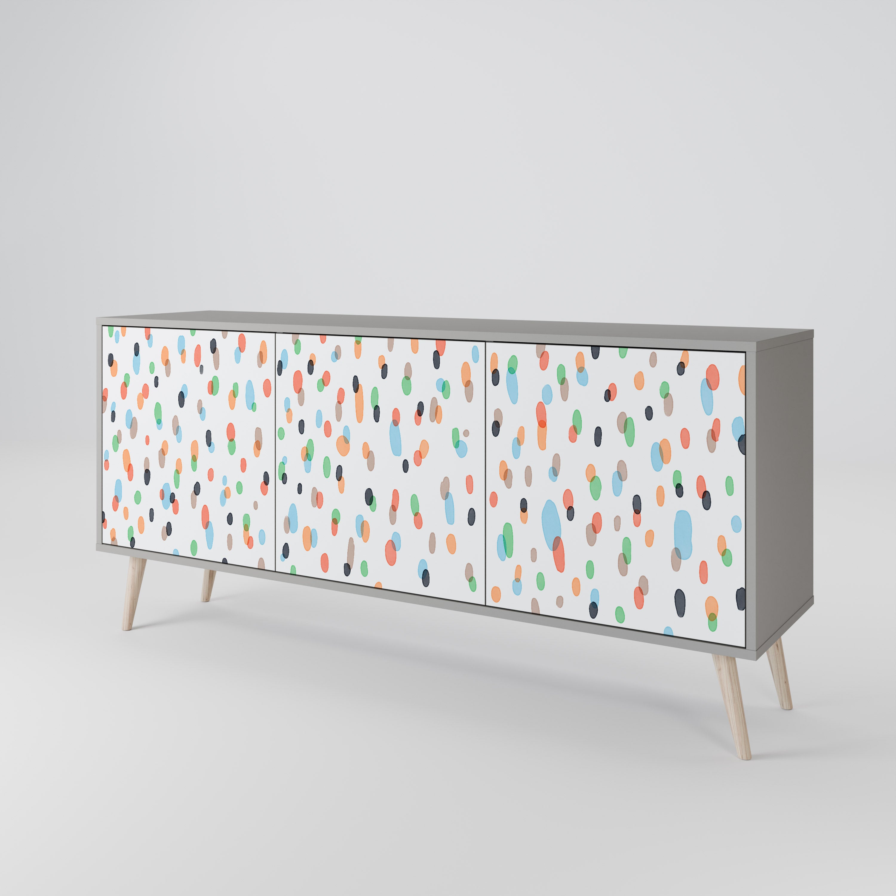 ENERGETIC SPOTS 3-Door Sideboard in Grey Finish