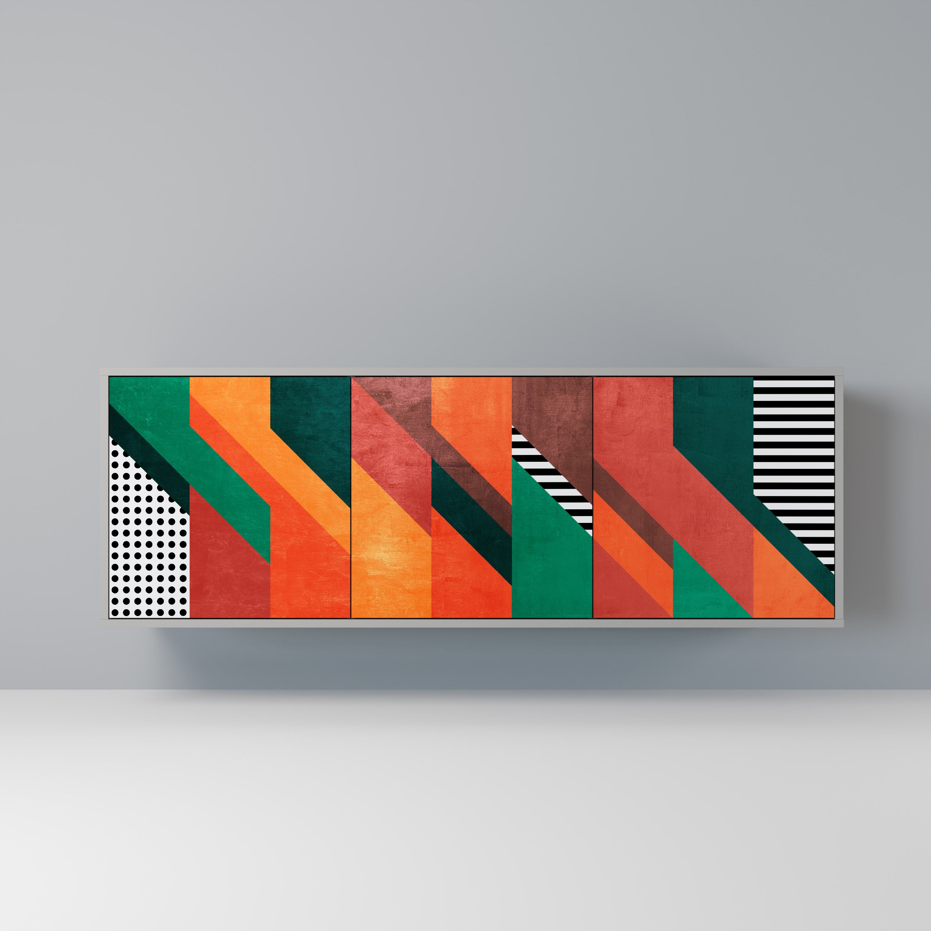 MAKESHIFT ARTISTRY 3-Door Sideboard in Grey Finish