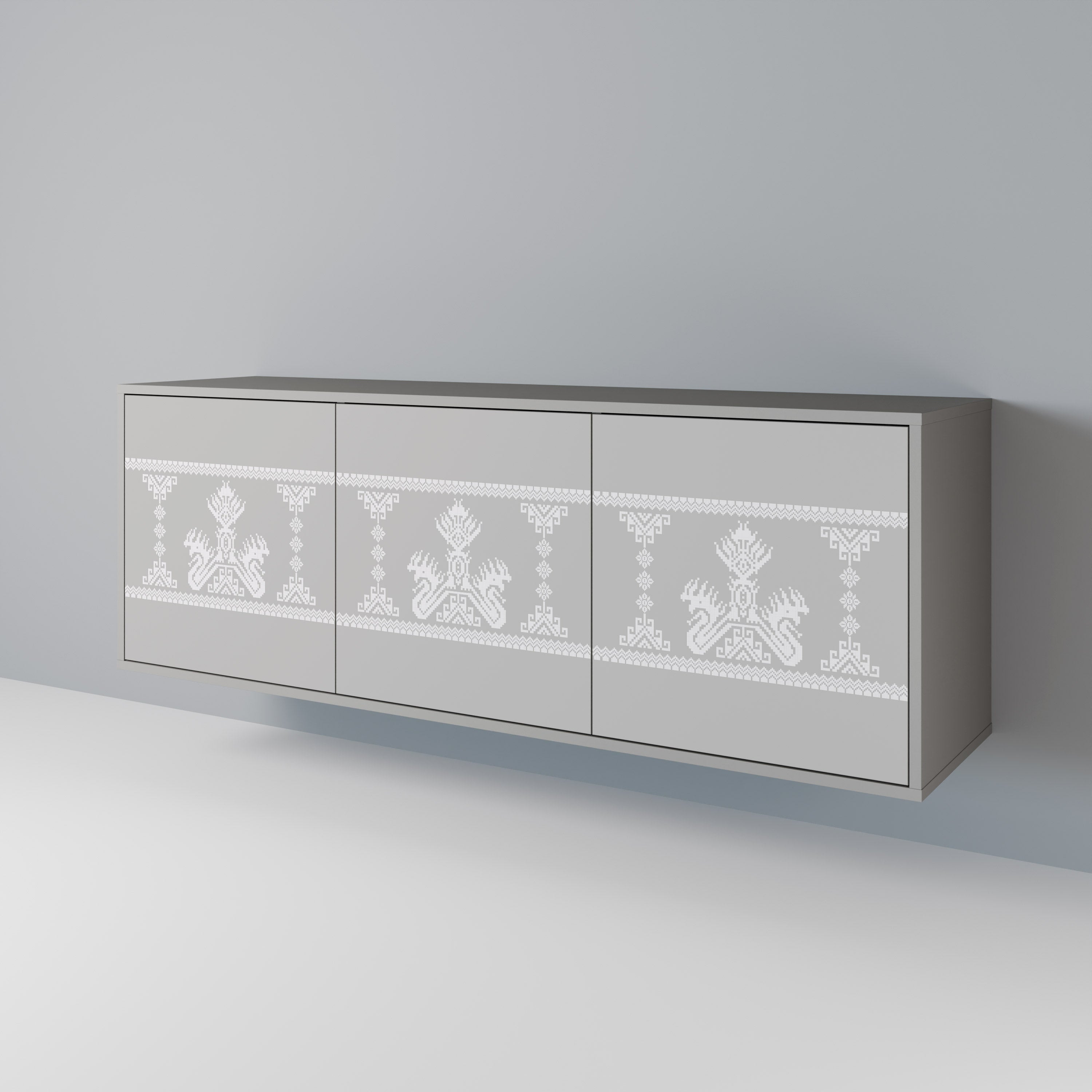 THAI GRAY 3-Door Sideboard in Grey Finish