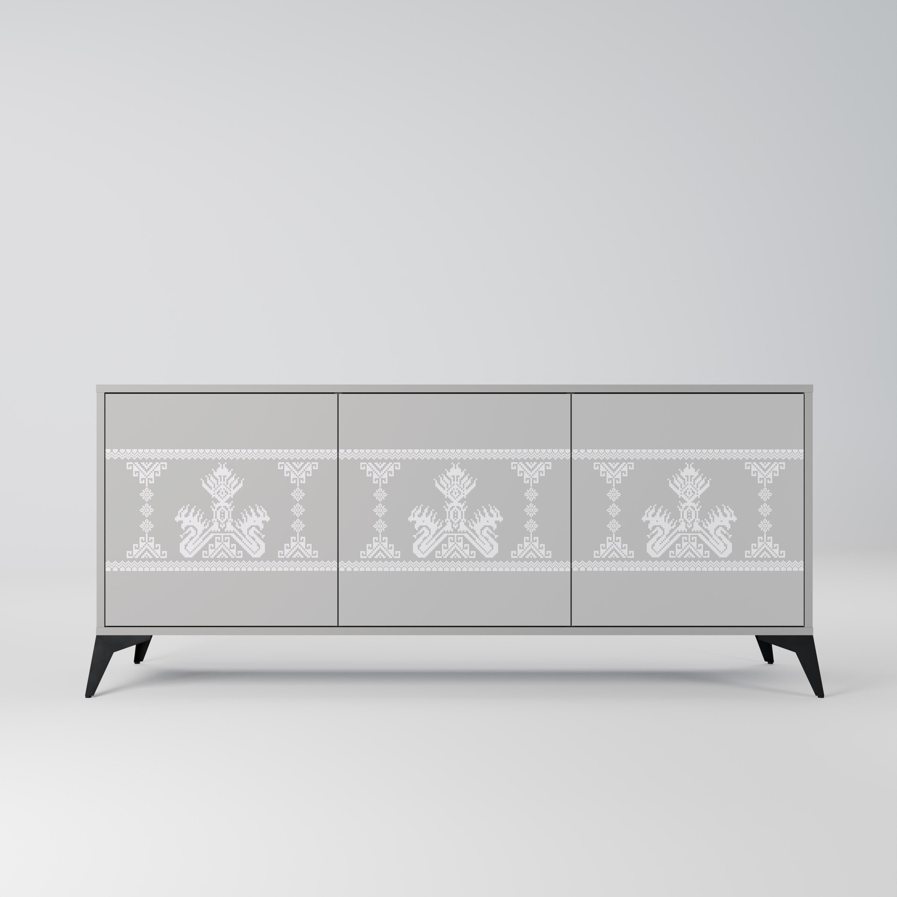 THAI GRAY 3-Door Sideboard in Grey Finish