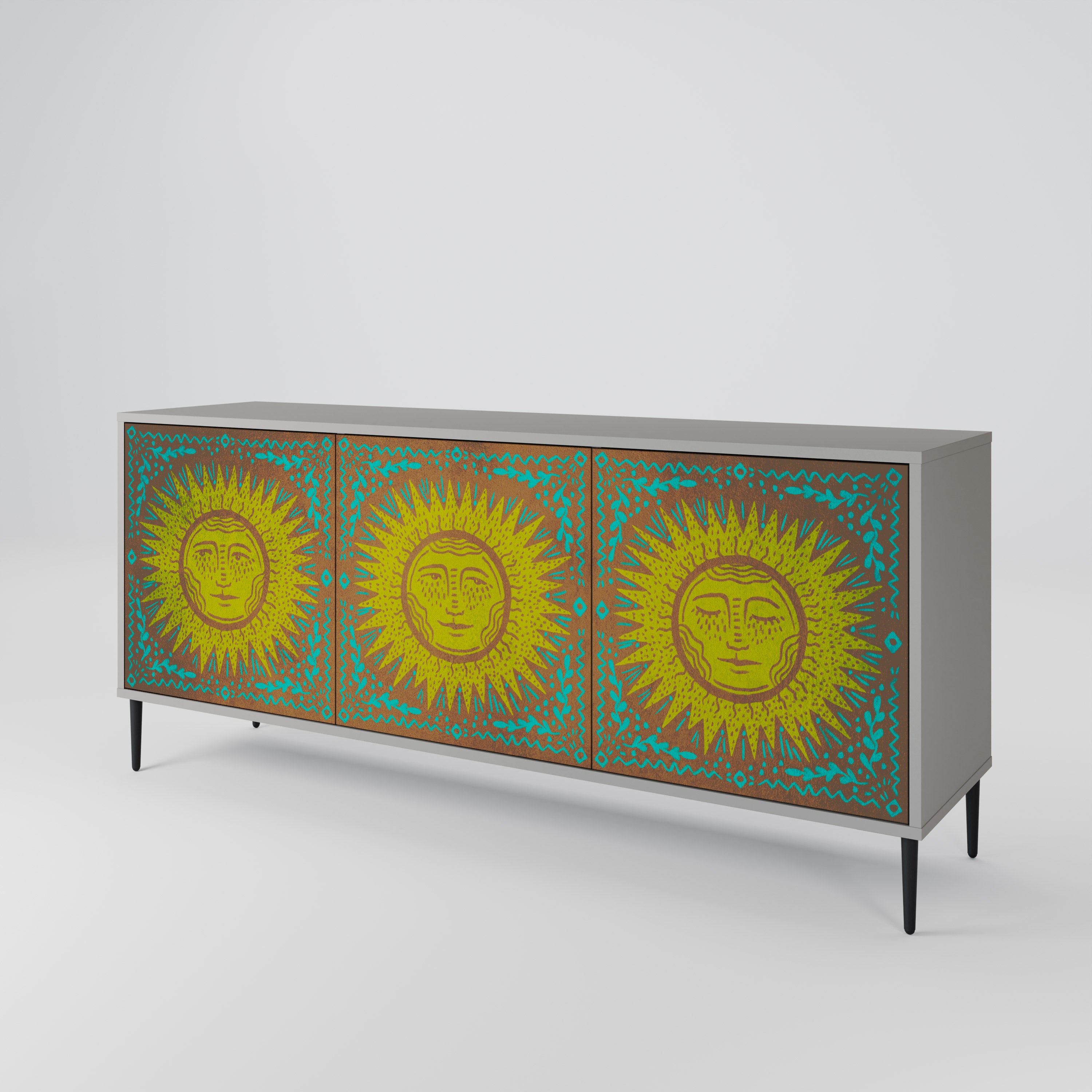 SUNSHINE EULOGY 3-Door Sideboard in Grey Finish