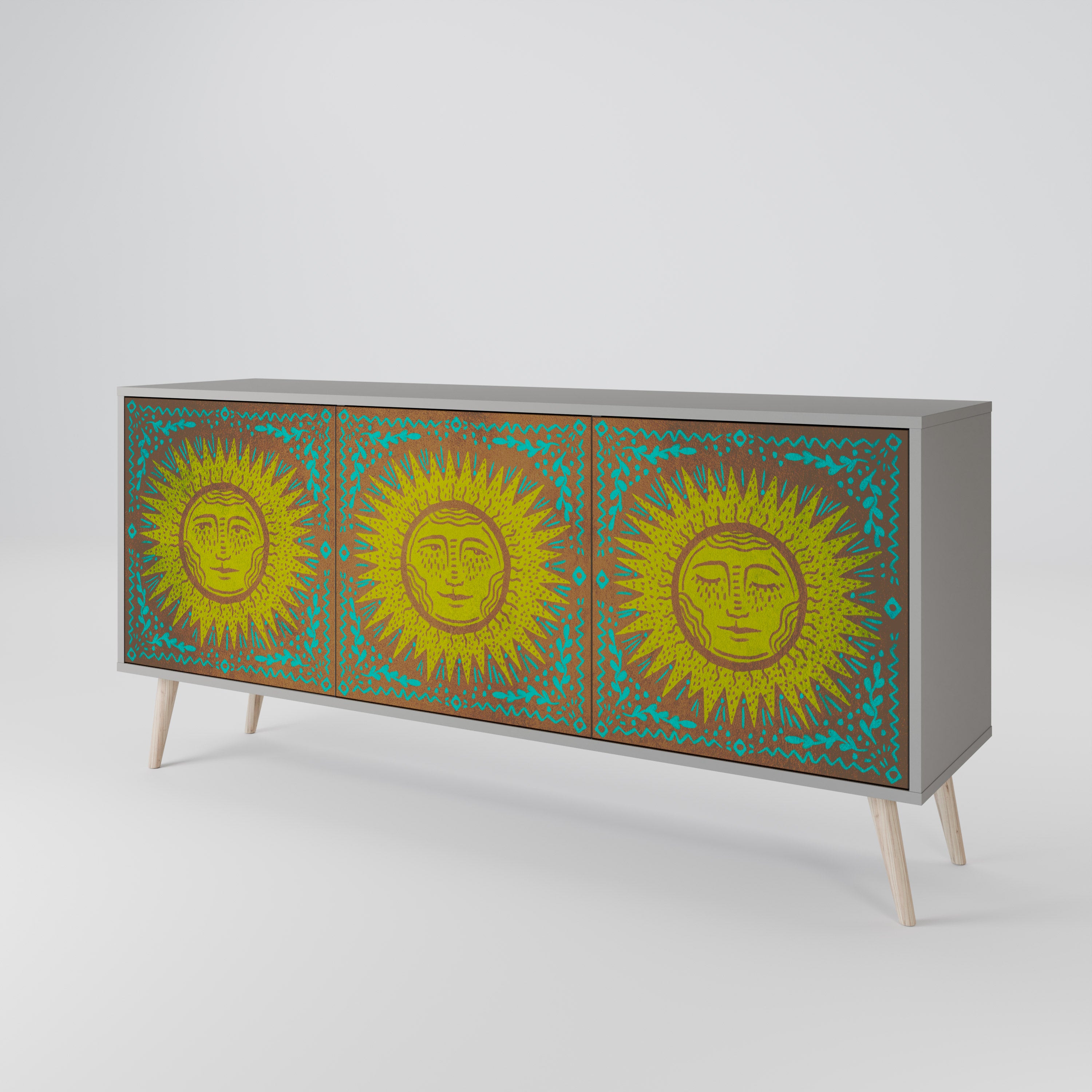 SUNSHINE EULOGY 3-Door Sideboard in Grey Finish