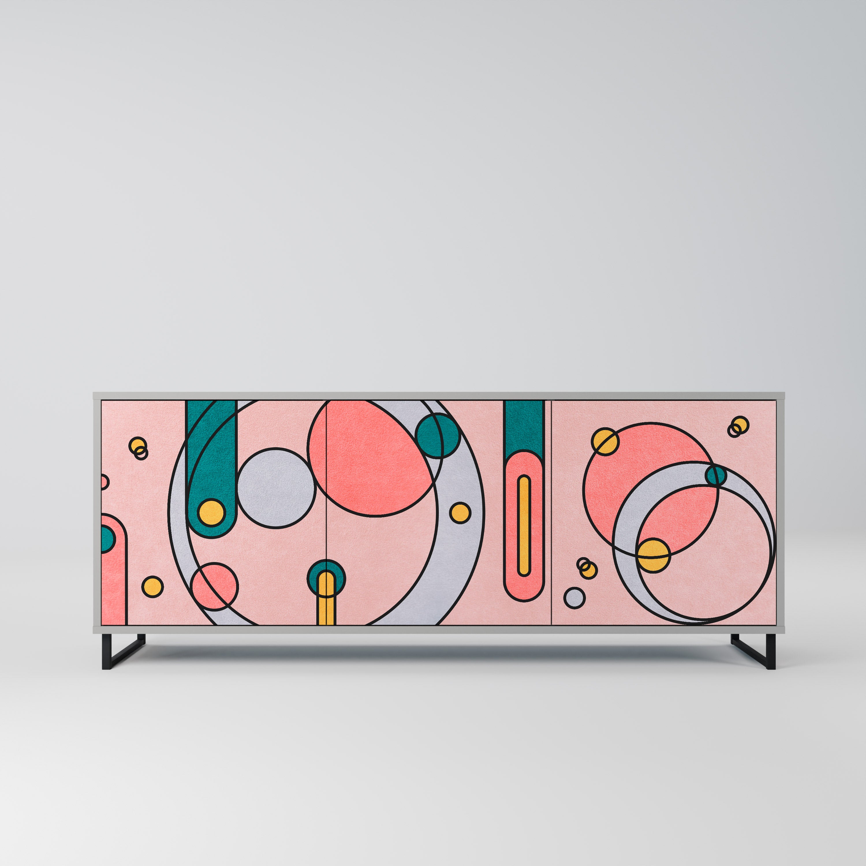 GOSSAMER ECHOES 3-Door Sideboard in Grey Finish