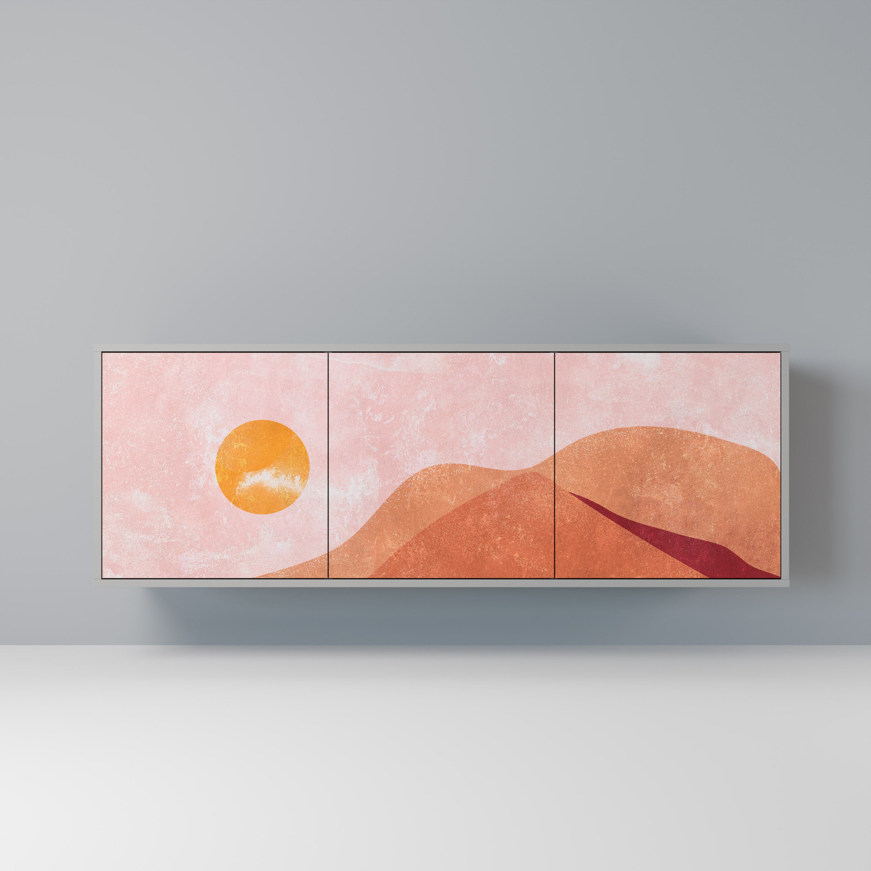 LUMINOUS SUNLIGHT 3-Door Sideboard in Grey Finish