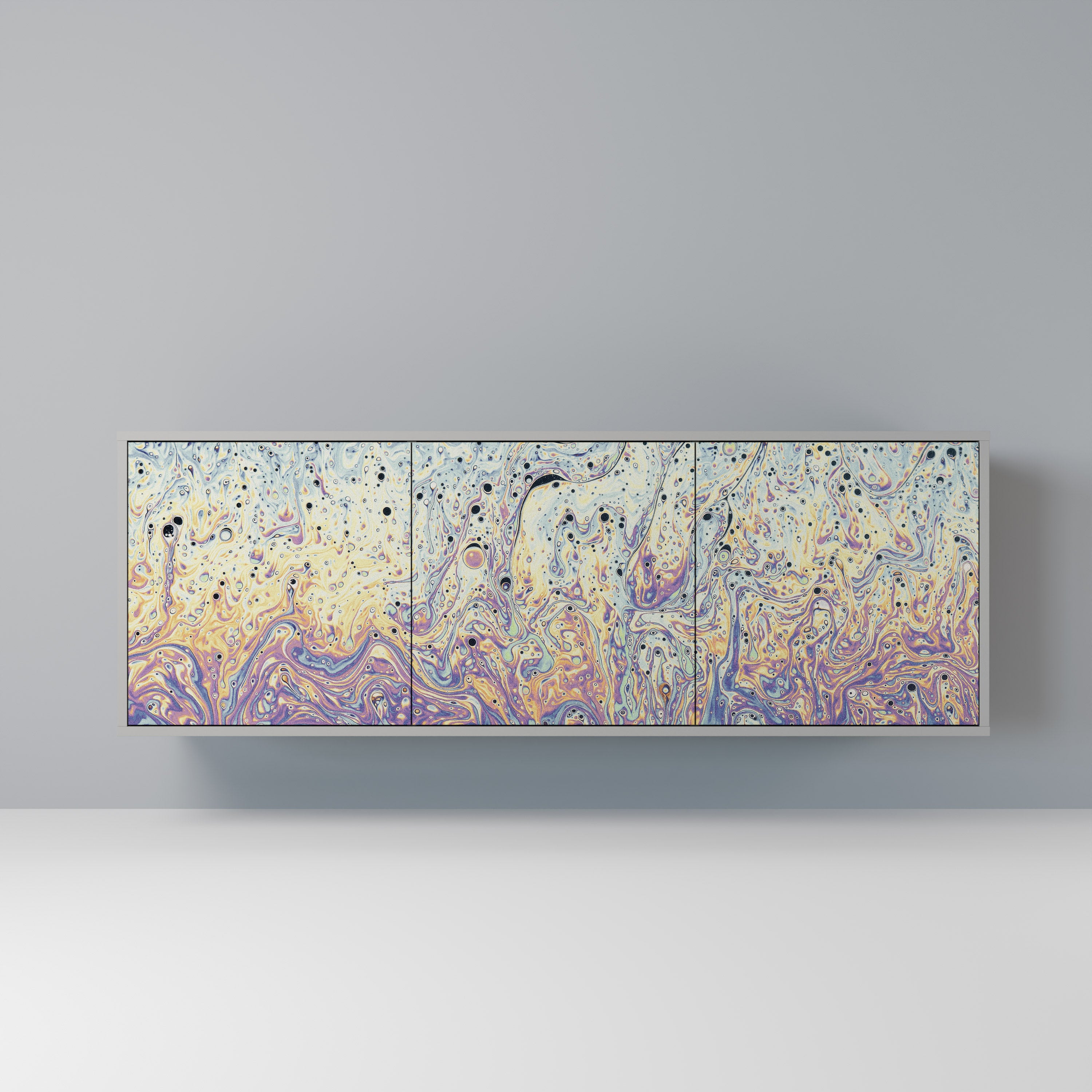 MOSAIC OF COLORS 3-Door Sideboard in Grey Finish