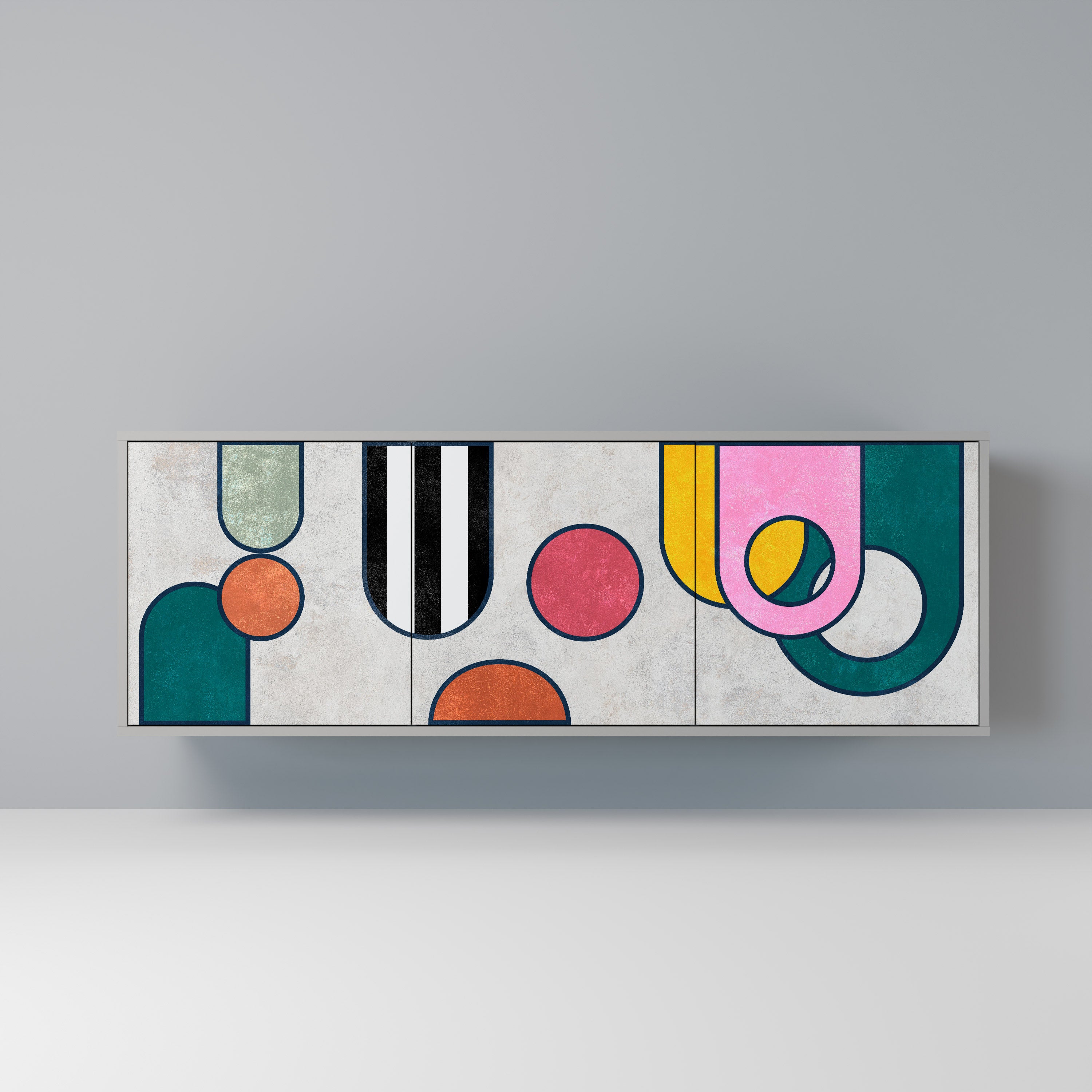 COOL STORY 3-Door Sideboard in Grey Finish