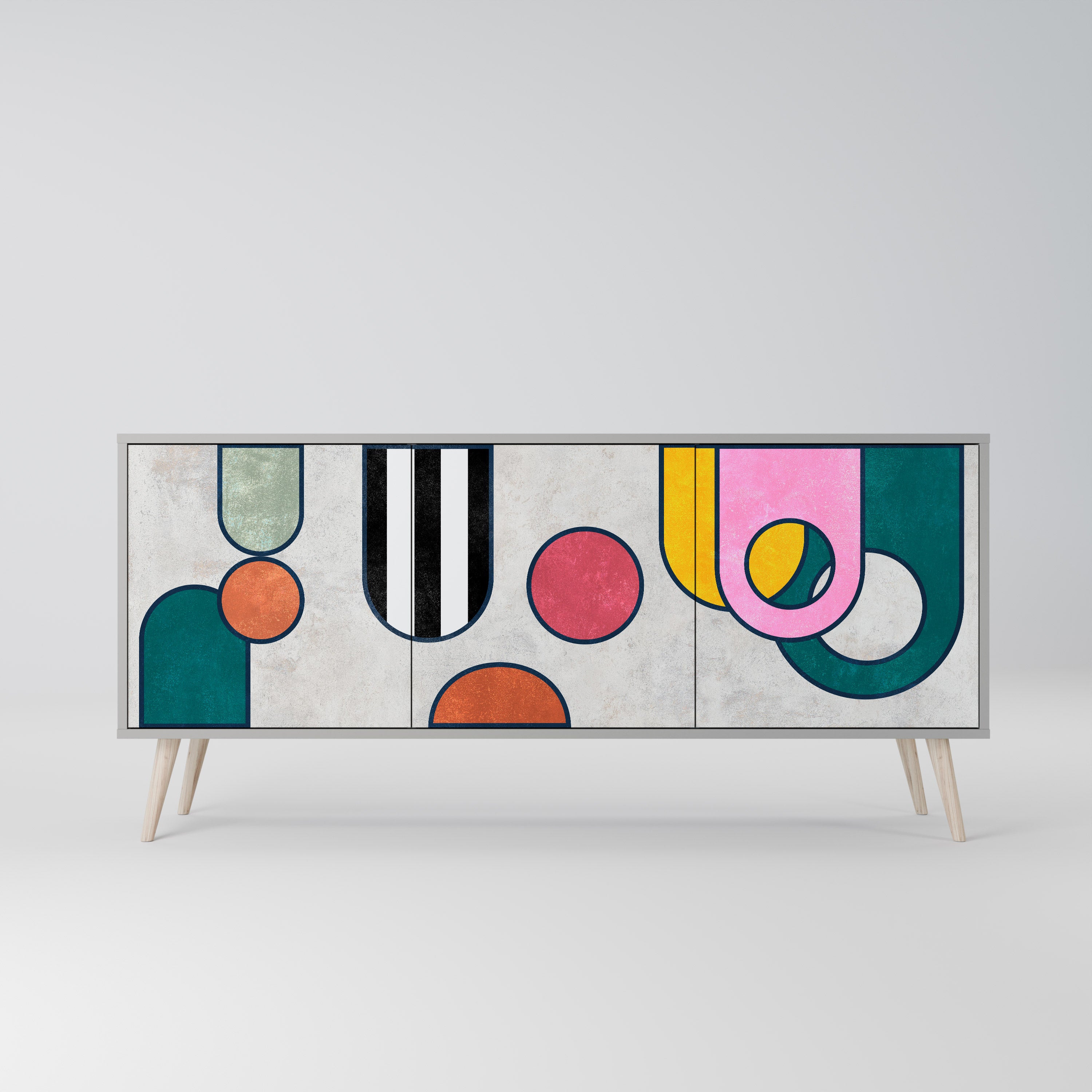 COOL STORY 3-Door Sideboard in Grey Finish